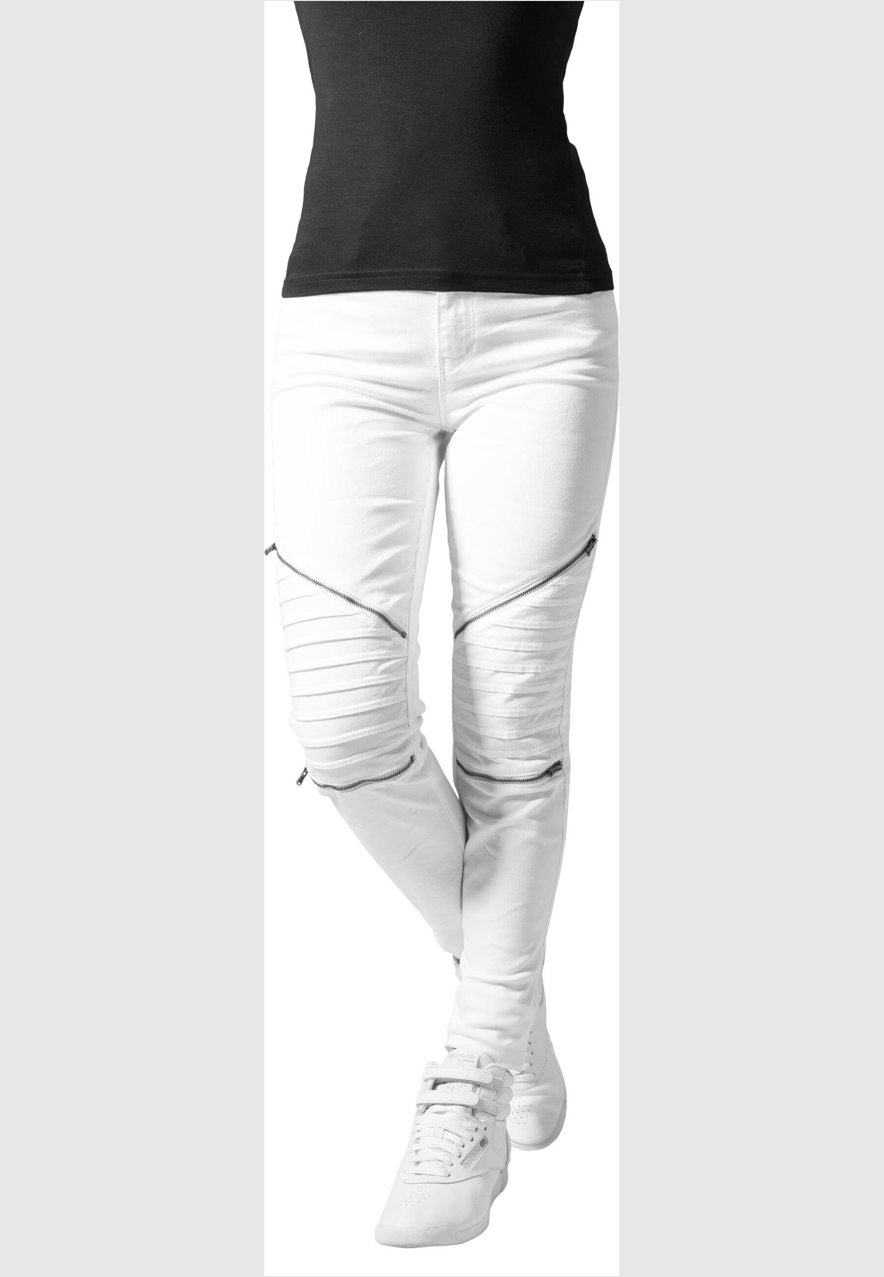 URBAN CLASSICS Bequeme Stretch Biker Jeans Pants white (1-tlg) Damen Ladies