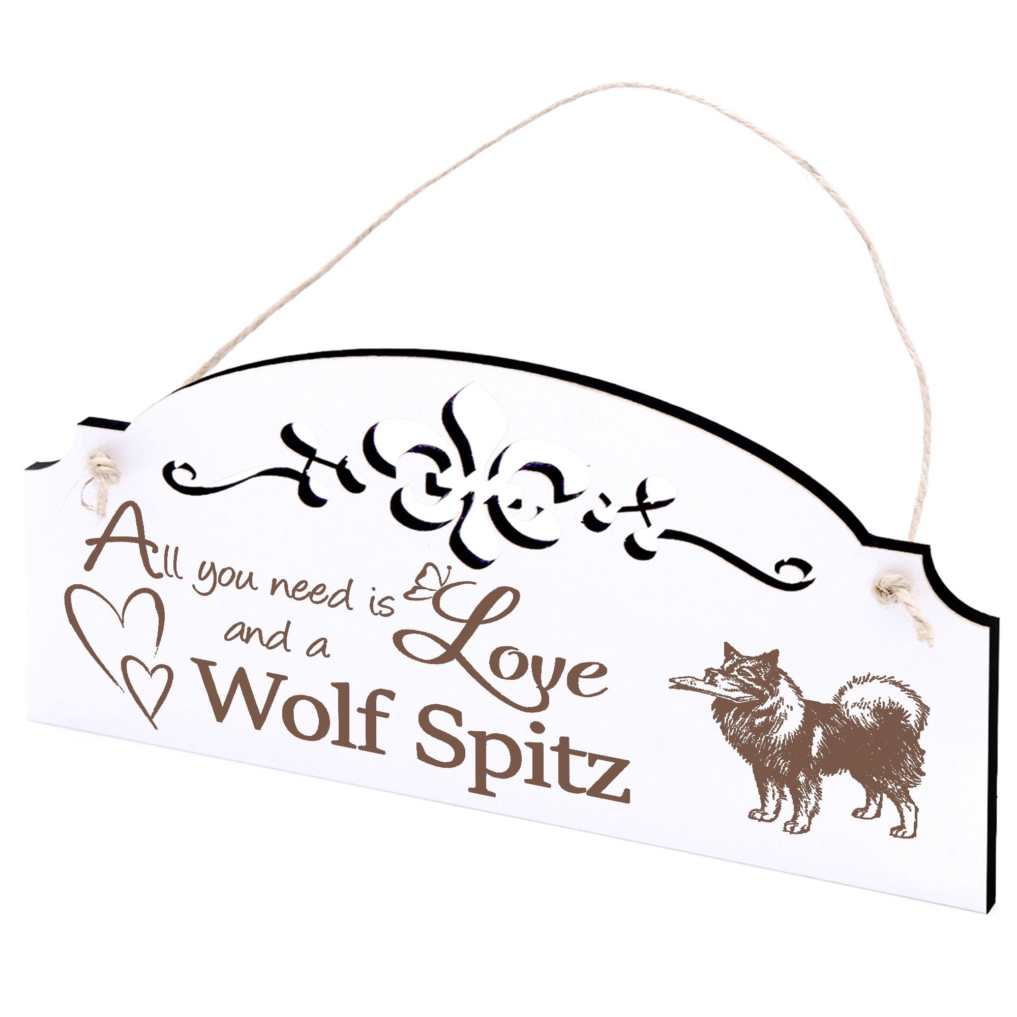 Dekolando Hängedekoration Wolfsspitz Deko 20x10cm All you need is Love