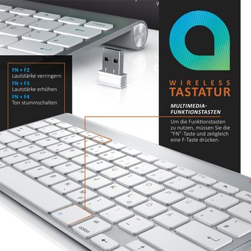 Aplic Wireless-Tastatur (kabellose Tastatur mit Apple Tastaturlayout 2,4GHz Wireless Slim Keyboard / QWERTZ Layout)