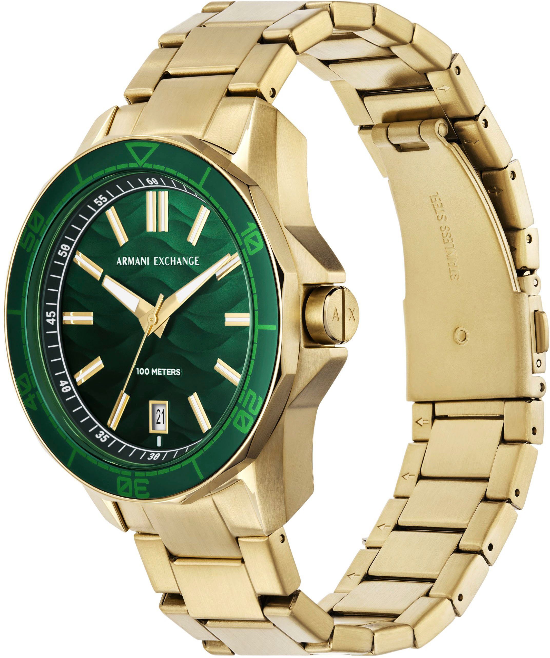 ARMANI EXCHANGE Quarzuhr AX1951, Armbanduhr, Herrenuhr, bis 10 bar wasserdicht, Edelstahlarmband