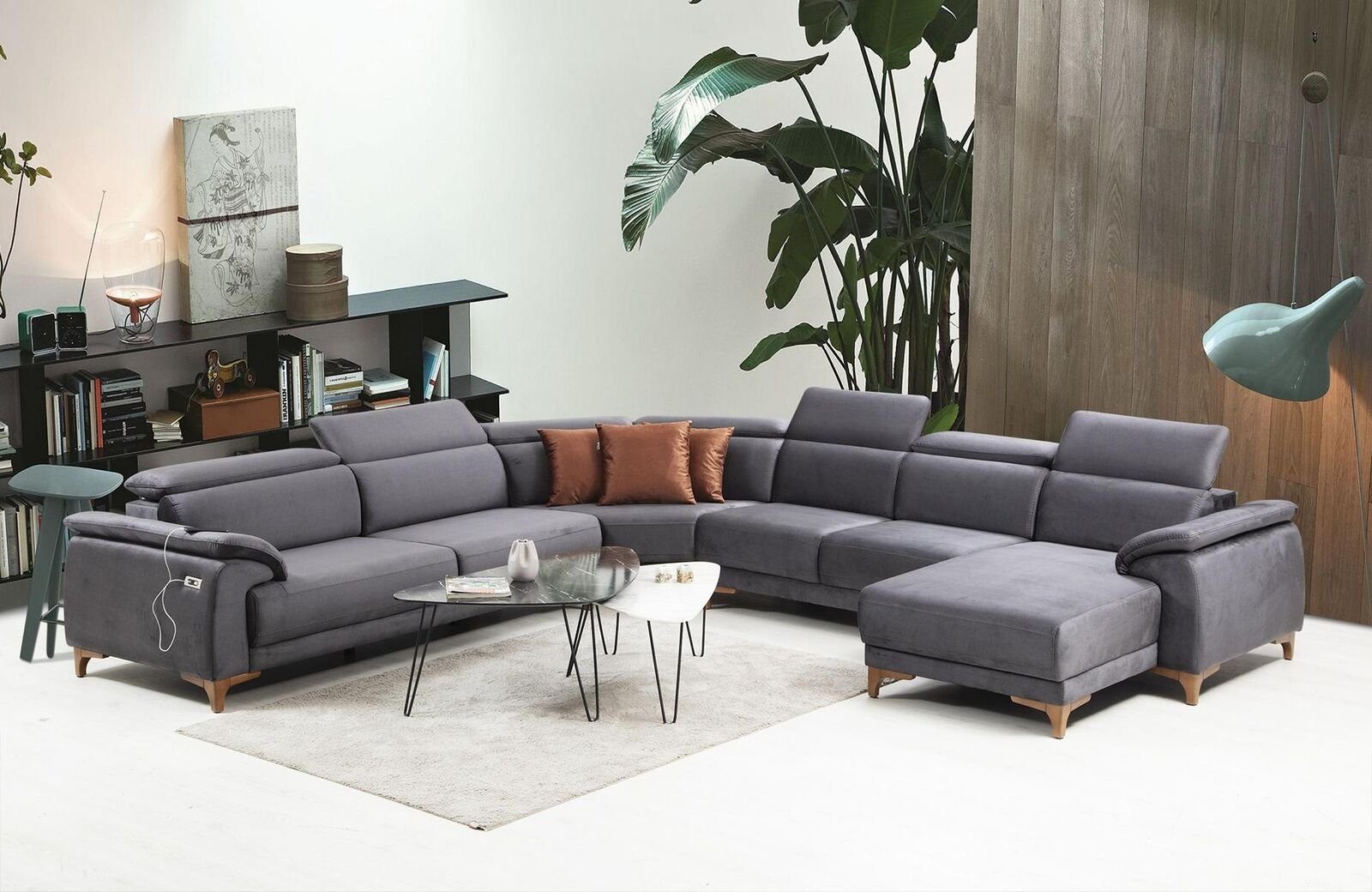 6 JVmoebel Modern, Polstermöbel Ecksofa Ecksofa U-Form in Sofa Made Europa Teile, Wohnzimmer Couch