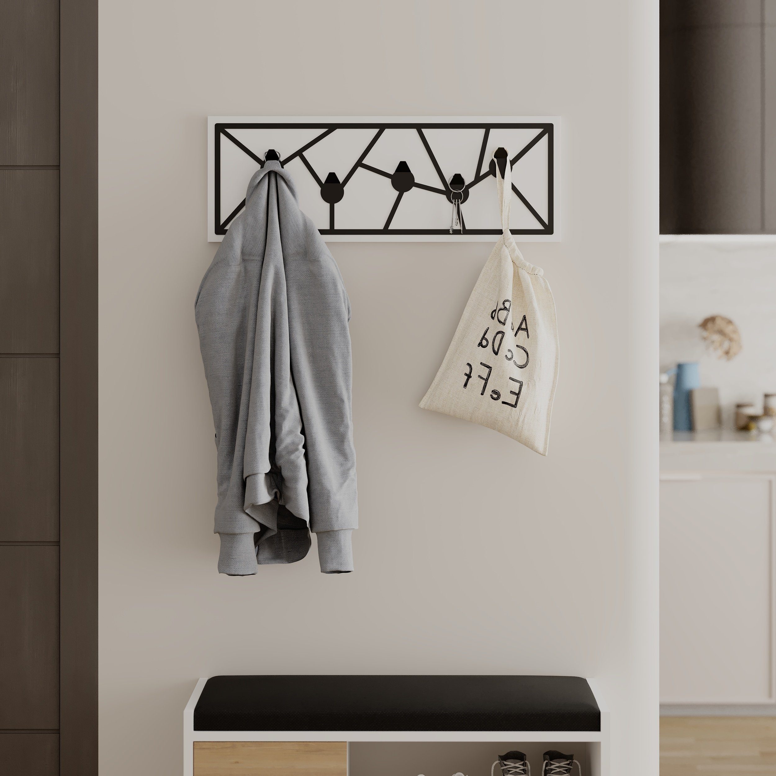 Decortie Wandhaken Trace, Wand, Holz Wandgarderobe, günstig online kaufen