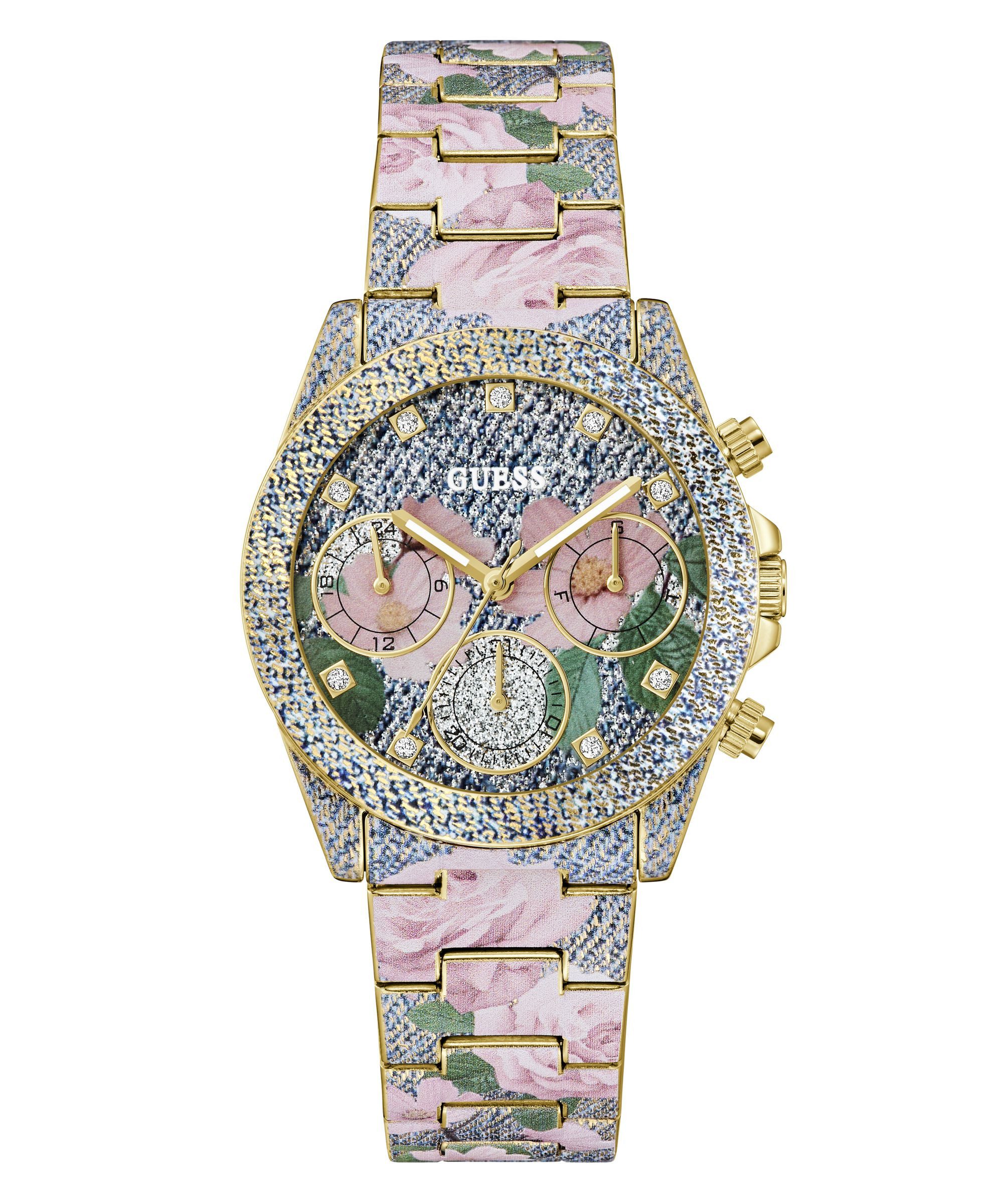 Guess Multifunktionsuhr ROSALIE GW1039L1, Quarzuhr, Armbanduhr, Damenuhr, Edelstahlarmband, analog, Wochentag