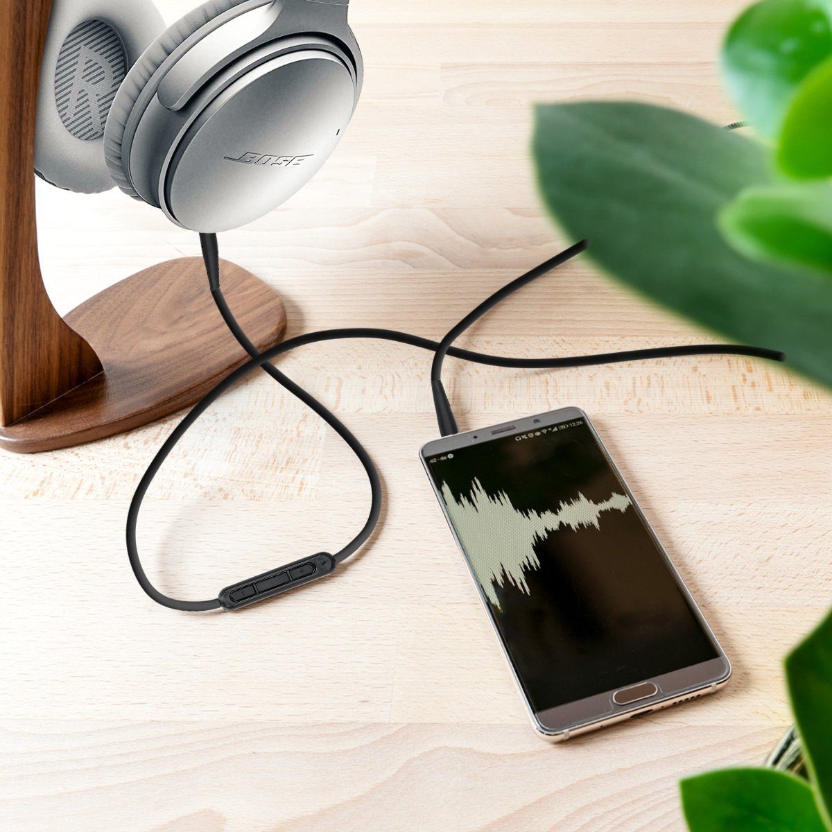 kwmobile Kopfhörerkabel für Bose QuietComfort 35 Audio-Kabel, (19.80 cm), Ersatz Kabel 140 cm Mikrofon Lautstärkeregler - 3.5mm Klinke
