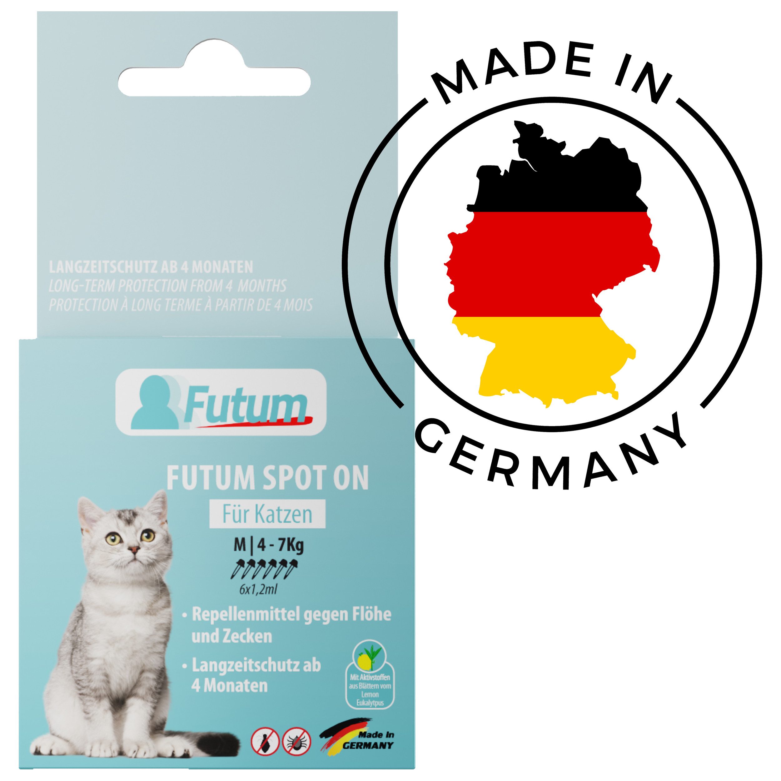 FUTUM Zeckenschutzmittel Spot on für Katzen, 7.2 ml, MADE IN GERMANY