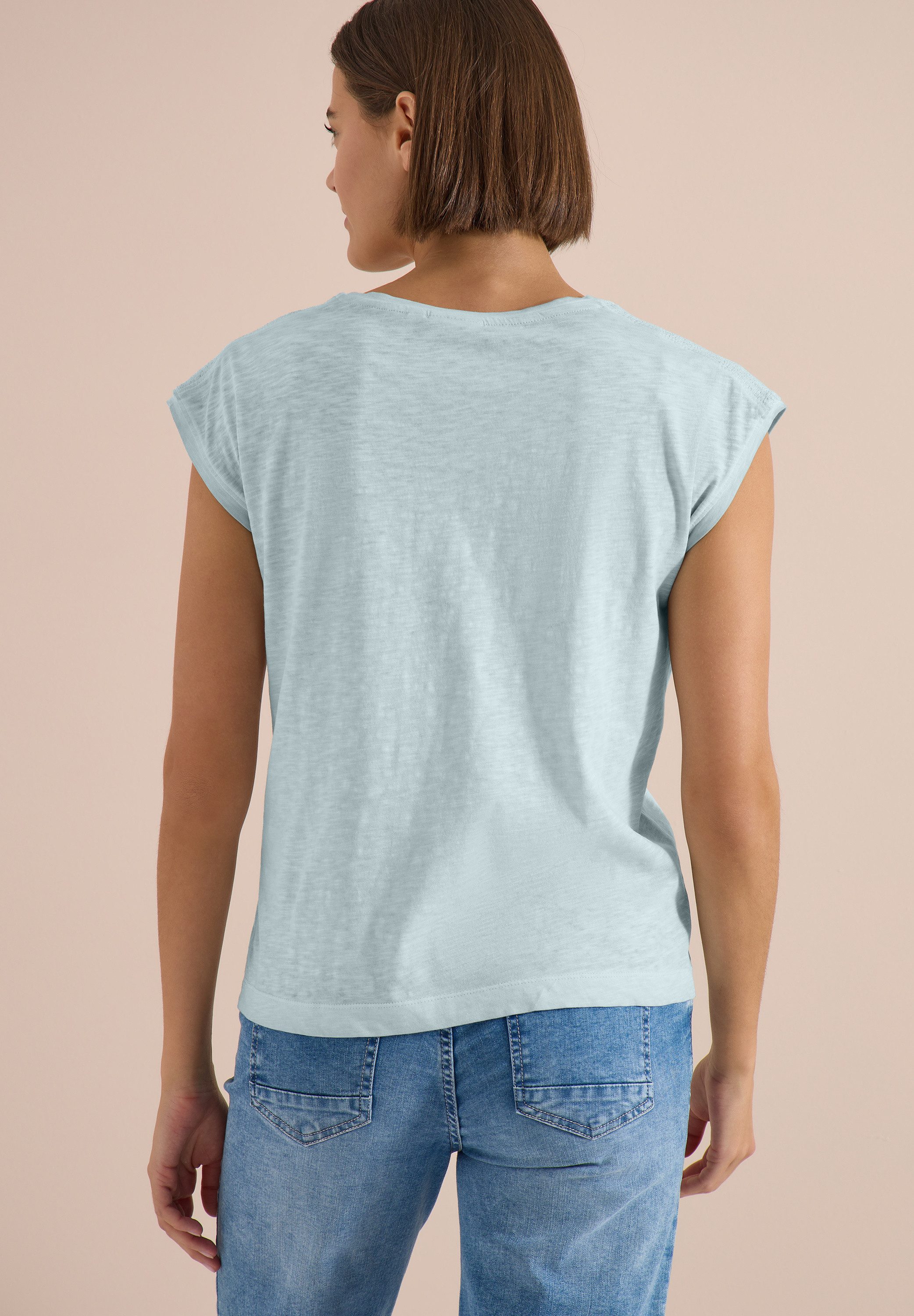 CECIL T-Shirt U-Boot-Ausschnitt, Garment-Dye Optik