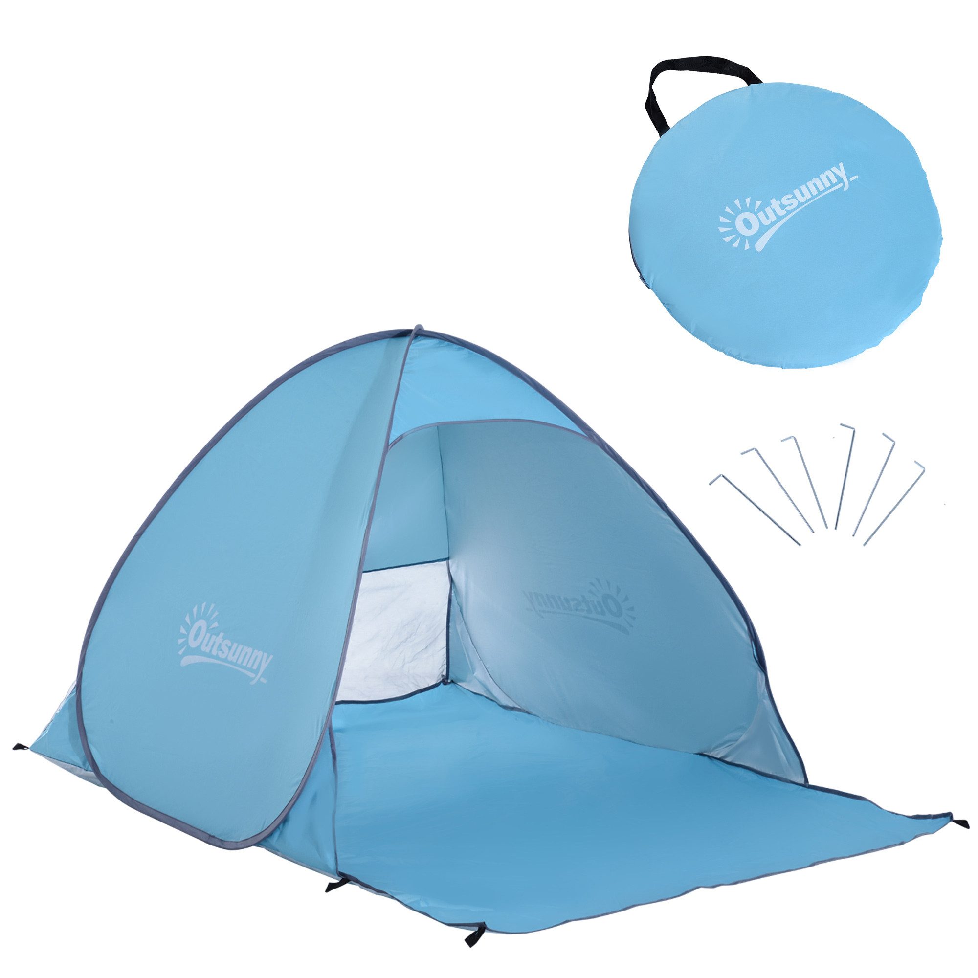 AIMAX Strandmuschel Strandzelt Pop-up 200x150 cm leicht & schnellaufbau blau