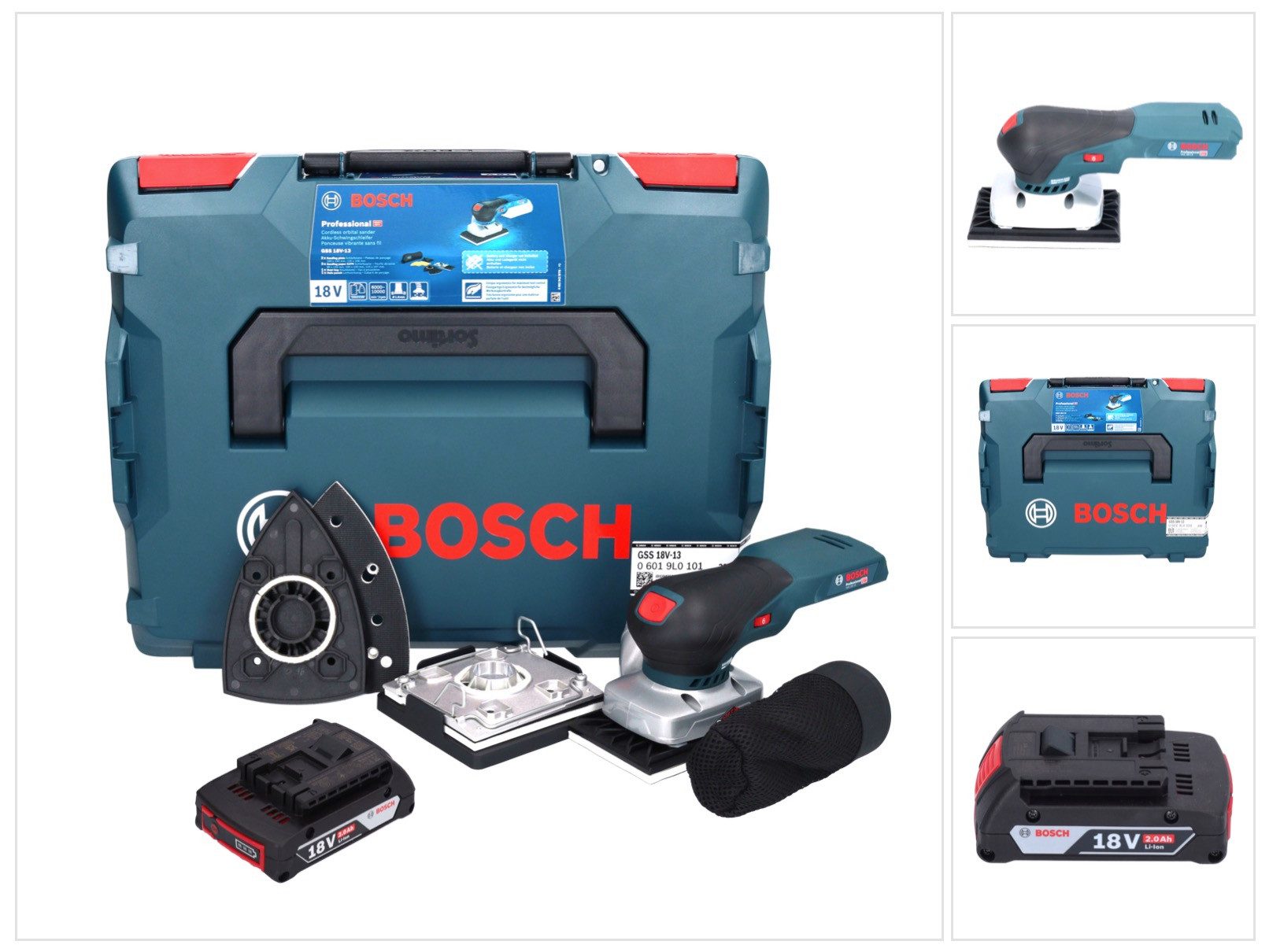 Bosch Professional Akku-Schwingschleifer GSS 18V-13 Akku Schwingschleifer 18 V + 1x Akku 2,0 Ah + L-BOXX