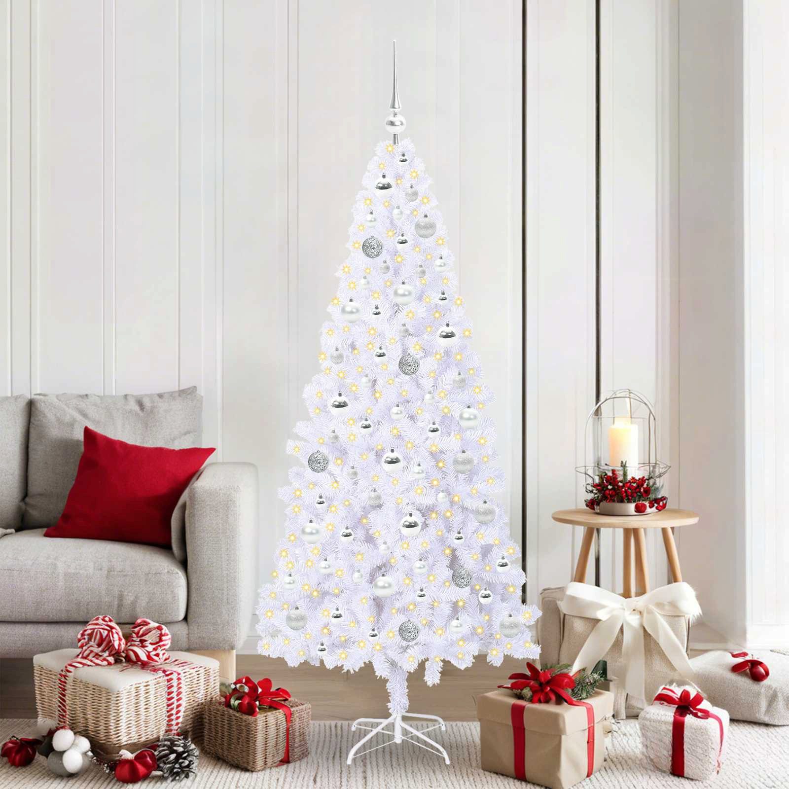 vidaXL Künstlicher Weihnachtsbaum Künstlicher Weihnachtsbaum Weiß 180 cm PVC und Stahl