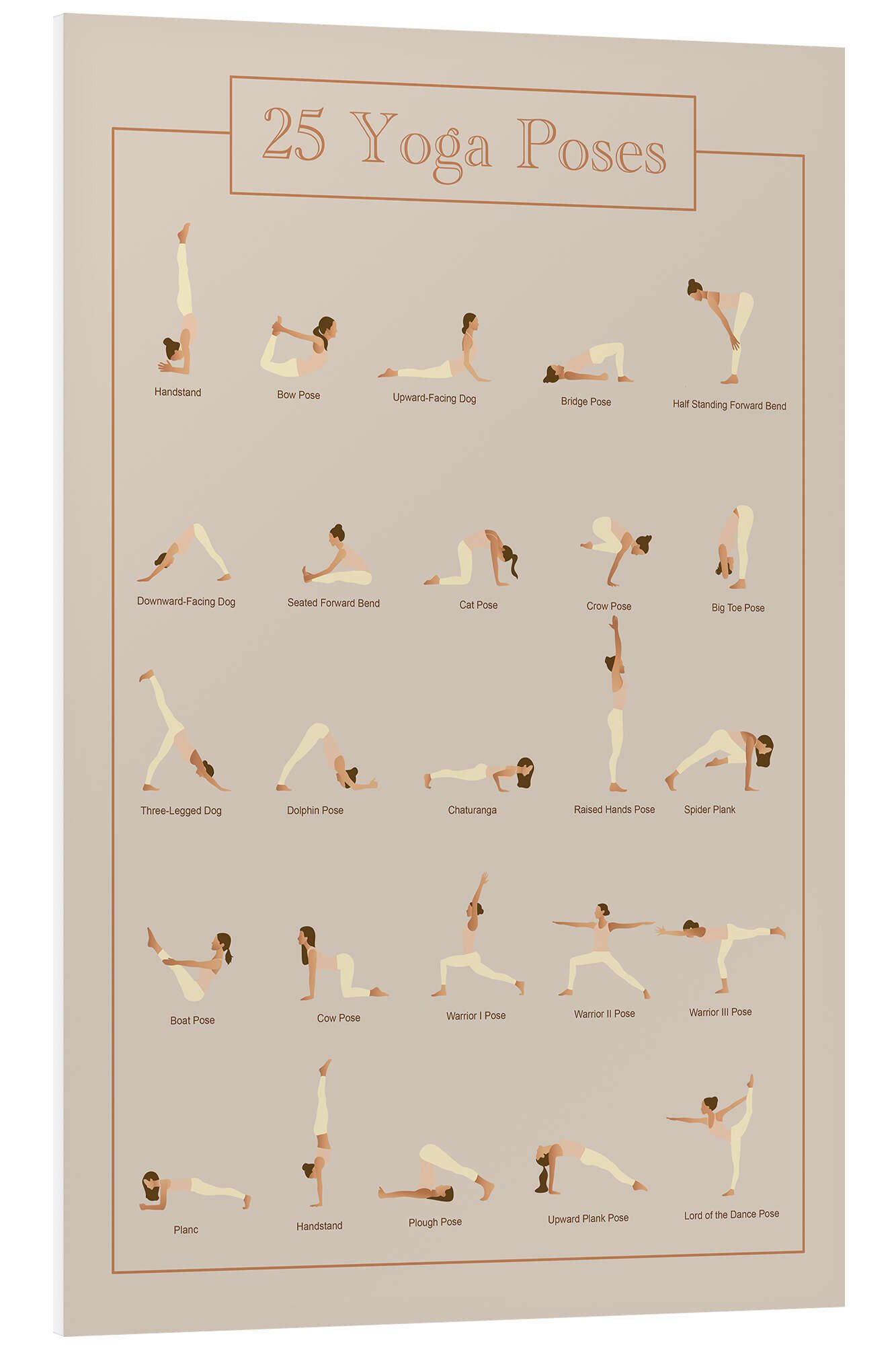 Posterlounge Forex-Bild Editors Choice, 25 Yoga Poses, Japandi Illustration