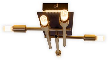 näve LED Deckenleuchte Ancona, LED fest integriert, Warmweiß, schwarz/gold, mit LED Backlight Lichtfarbe warmweiß, exkl. 5x G9