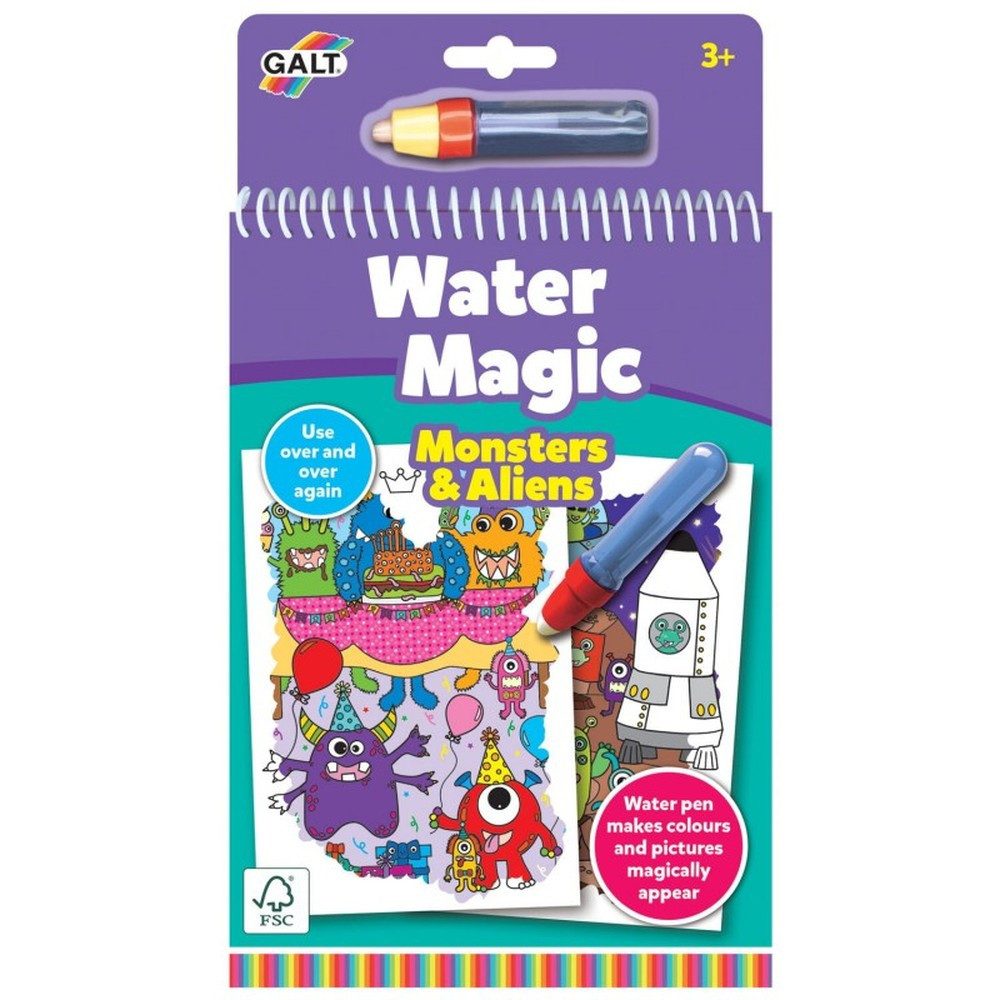 Jumbo Spiele GmbH Seitenschneider Malblock Water Magic Monsters & Aliens inkl. Wasserstift