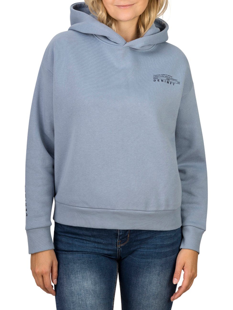 DENIMFY Kapuzenpullover Damen Hoodie DFEmily Oversize Sweatshirt mit Logoprint