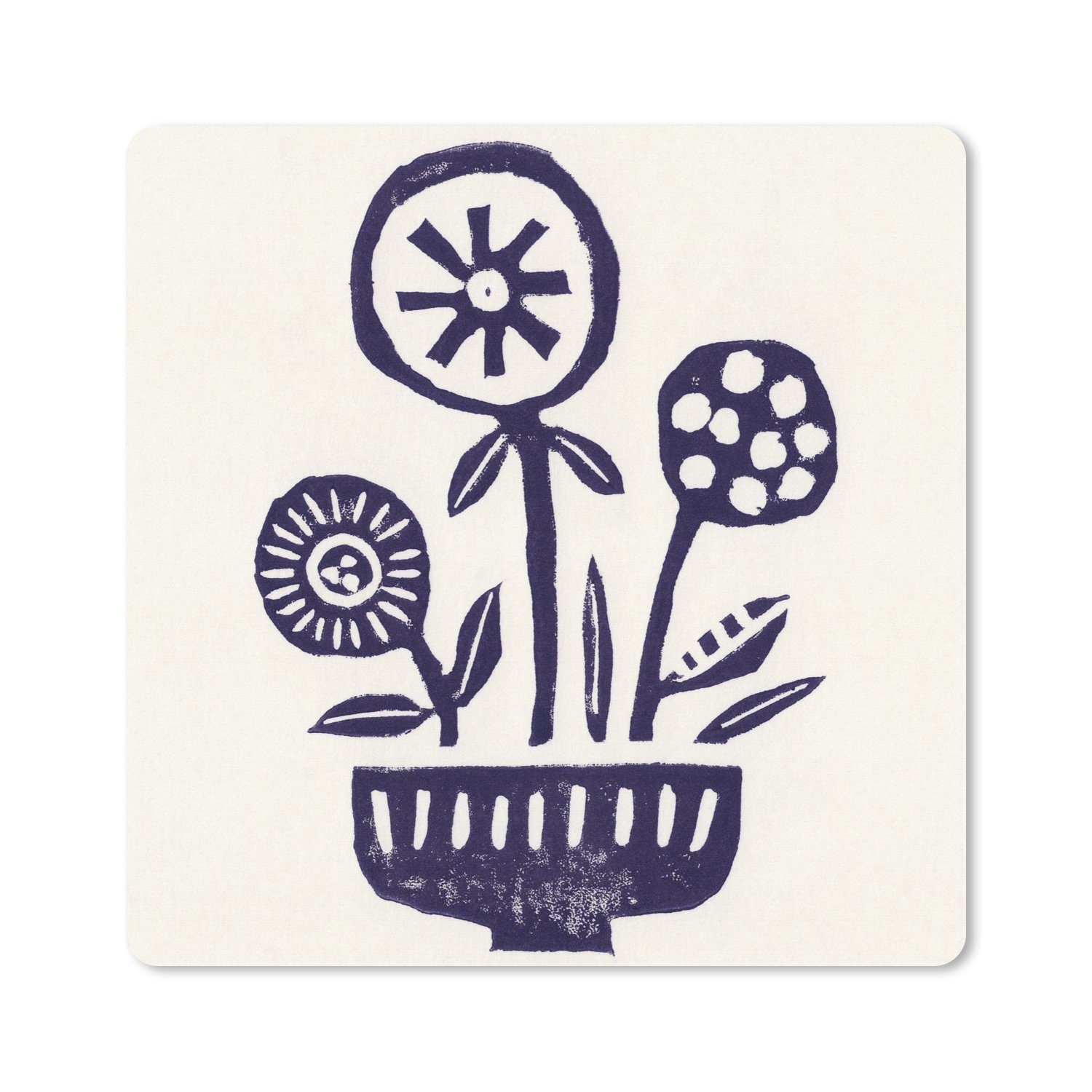 MuchoWow Gaming Mauspad Blumen - Pflanzen - Vase - Abstrakt (1-St), Gaming, Rutschfester Unterseite, Mausunterlage, 80x80 cm, XXL, Großes