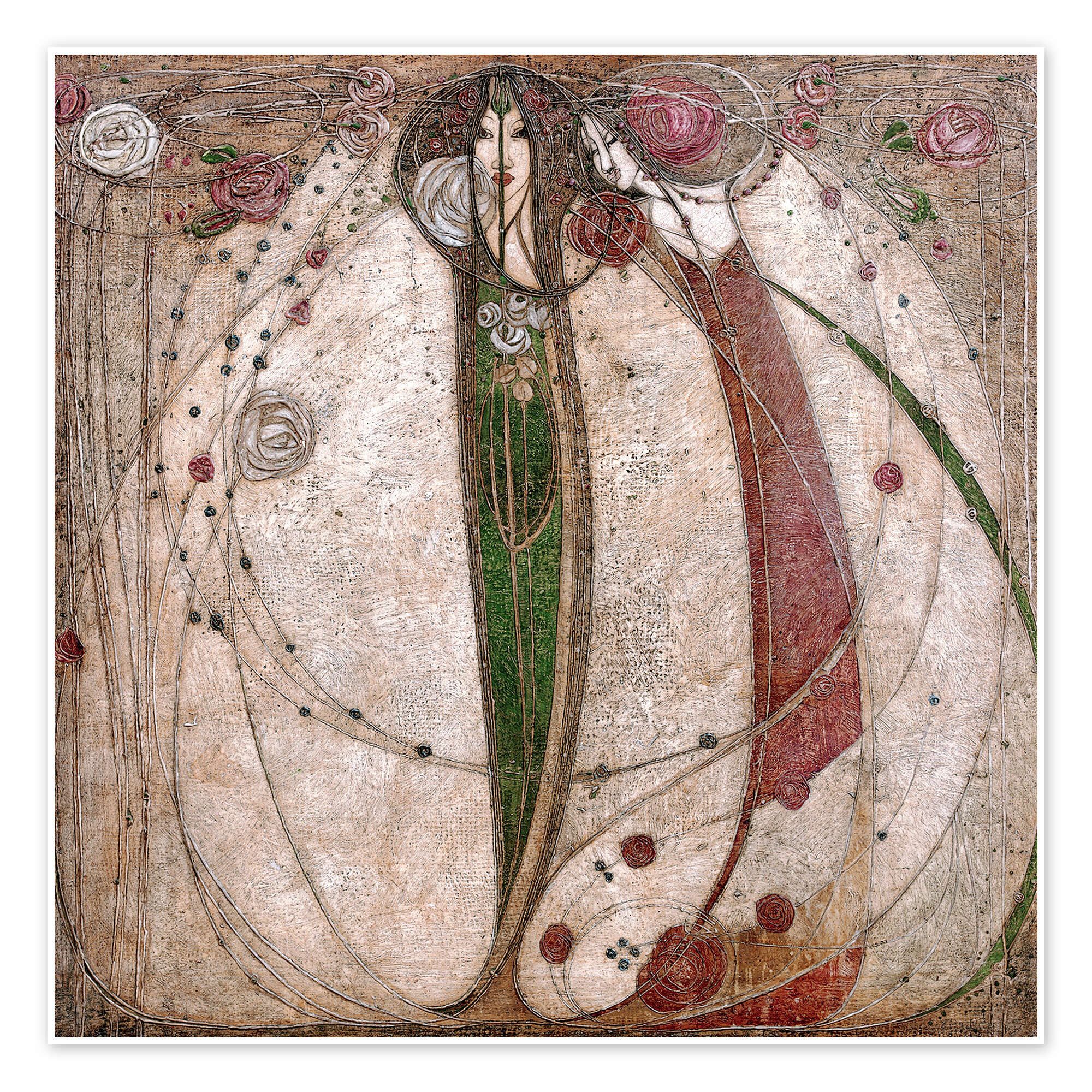 Posterlounge Wandbild Die weiße Rose und die rote Rose, Margaret MacDonald Mackintosh, erhältlich als Poster, Leinwandbild, Wandsticker oder Acrylglasbild