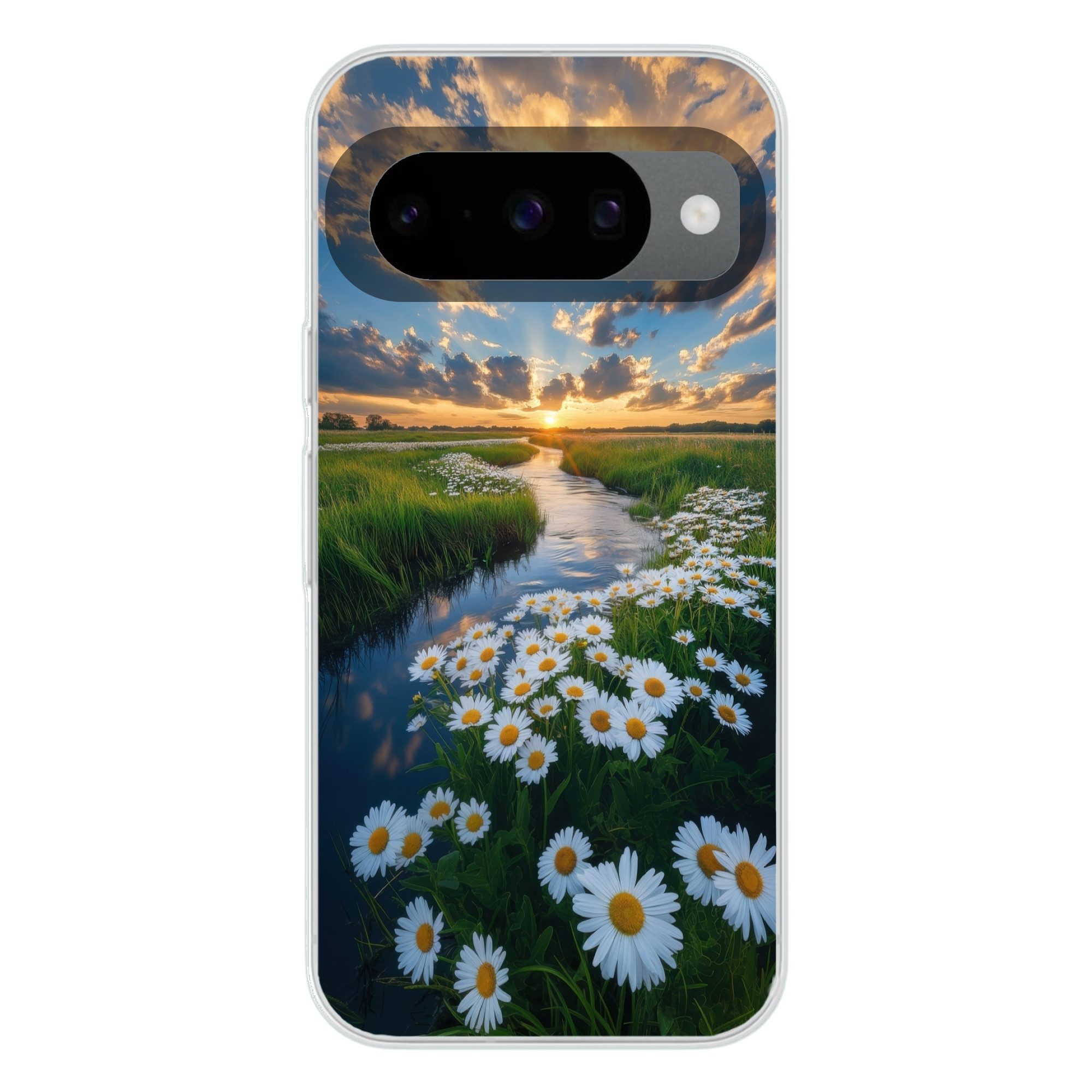 MuchoWow Handyhülle für Google Pixel 10 Pro Strom - Landschaft - Gänseblümchen, Handy Case, Silikon, Bumper Case Dünn