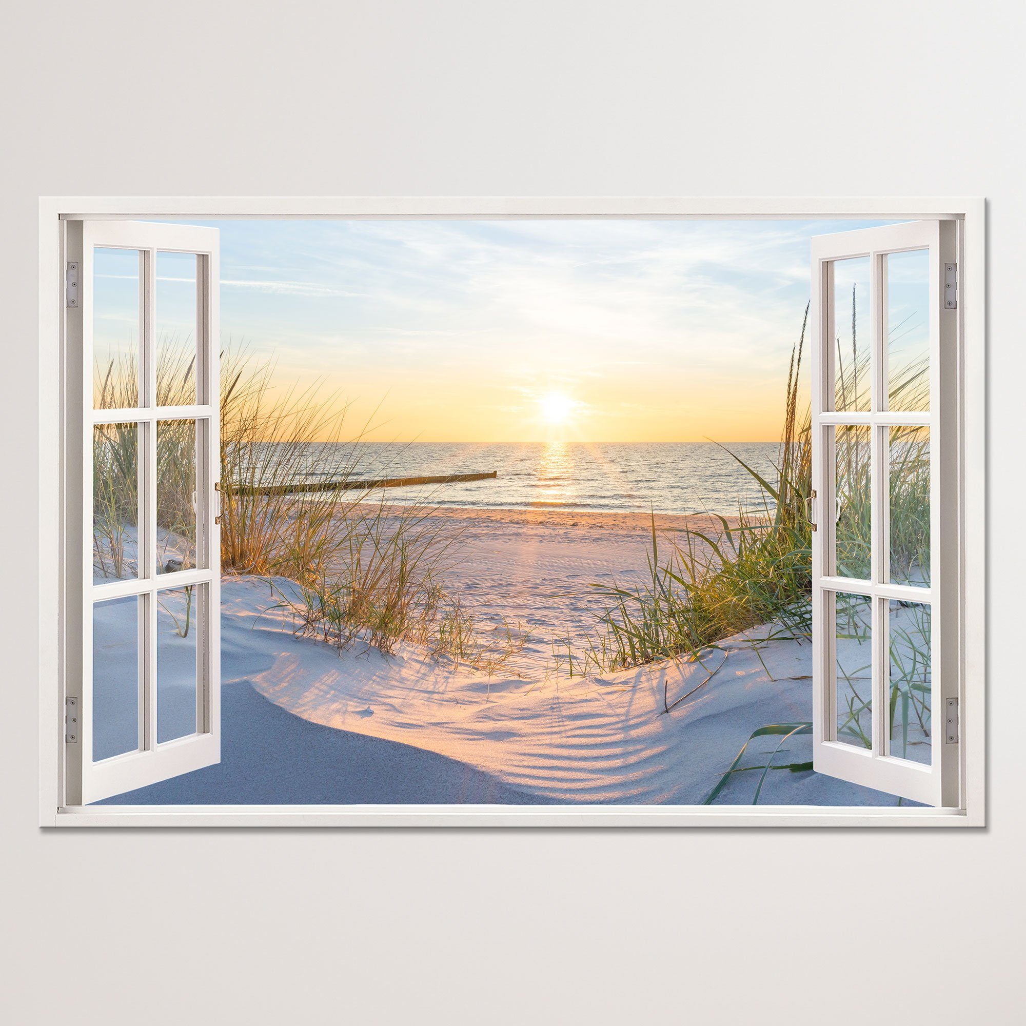WallSpirit Leinwandbild "Fenster mit Aussicht", Dünen günstig online kaufen