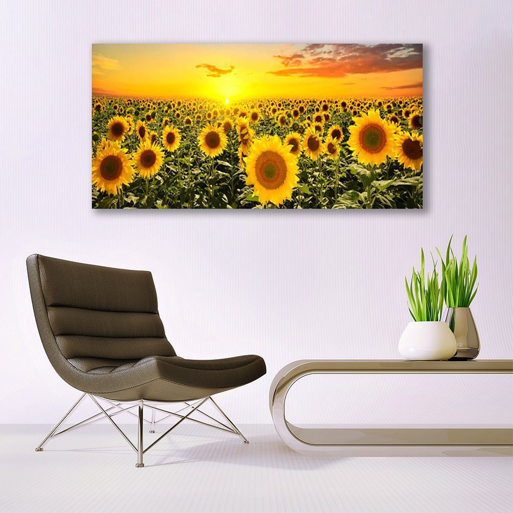 Tulup Leinwandbild XXL Wandbilder Leinwandbilder Bilder Canvas Bild 140 cm x 70 cm, Sonnenblumen, Leinwandbild