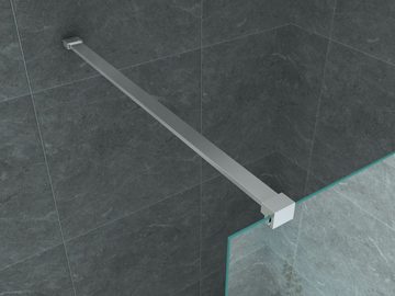 Aloni Walk-in-Dusche ECOW120, Einscheibensicherheitsglas, (1 tlg), Aloni Eco Walk- In Duschwand Mit 2 Haltestangen Klarglas 8 mm