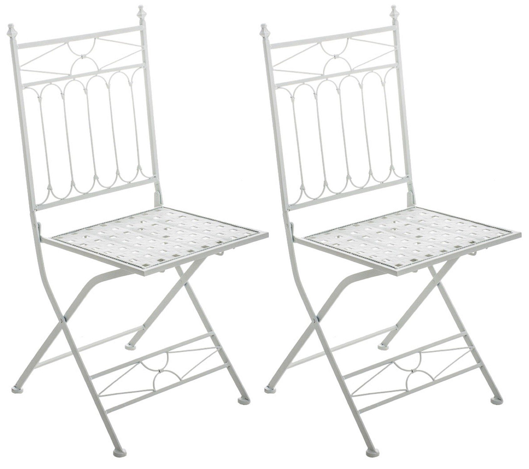TPFLiving Gartenstuhl Asiri 2er Set - Klappstühle für den Garten - Farbe: (Hochwertiger und stabiler Metallstuhl aus handgefertigtem Eisen, 1 St), Balkonstuhl, Terrassenstuhl - Maße (TxBxH): 43 x 40 x 95cm weiß