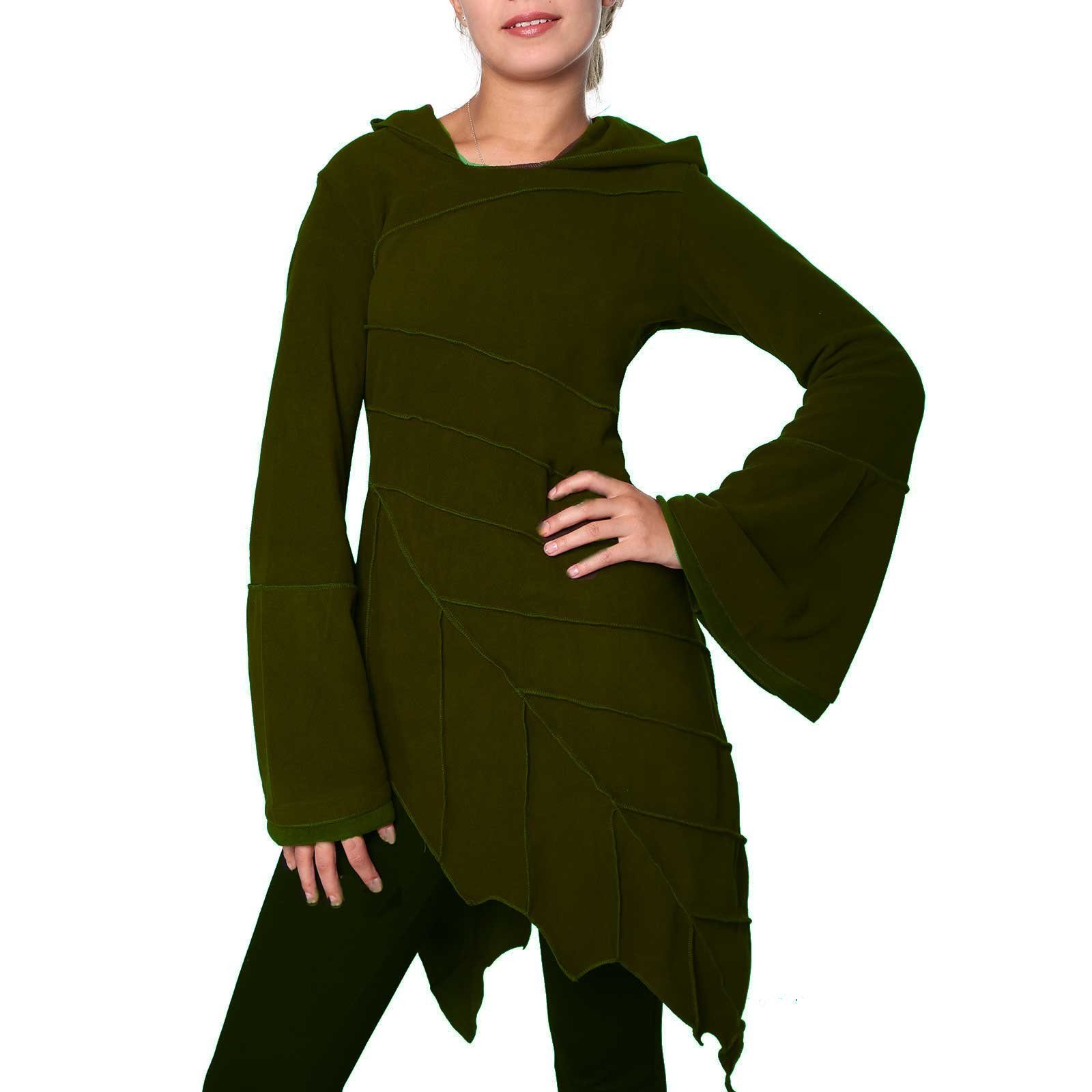 in Kunst Army UND Blattform Fairy Fleece+Zipfelkapuze KUNST MAGIE und Magie Green Fleecekleid Minikleid