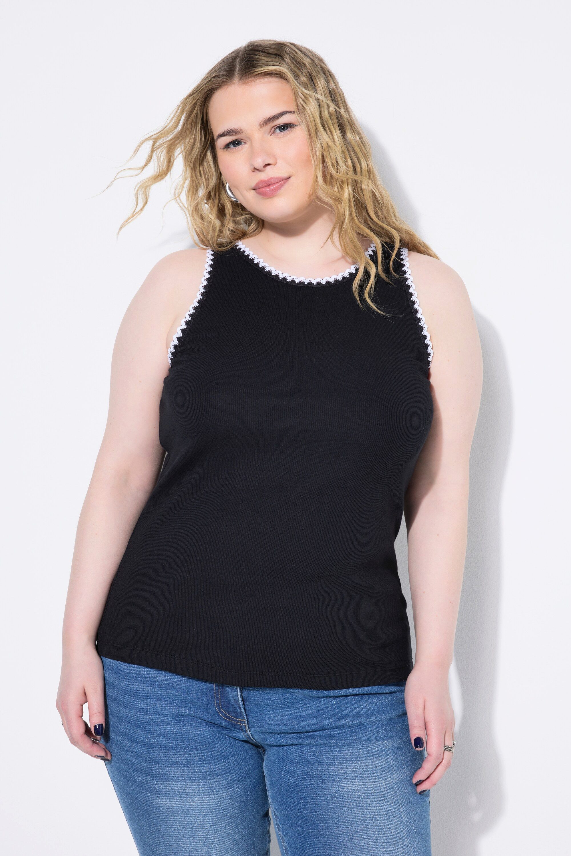 Studio Untold Longtop Ripptop Slim Shape Häkel-Kanten günstig online kaufen