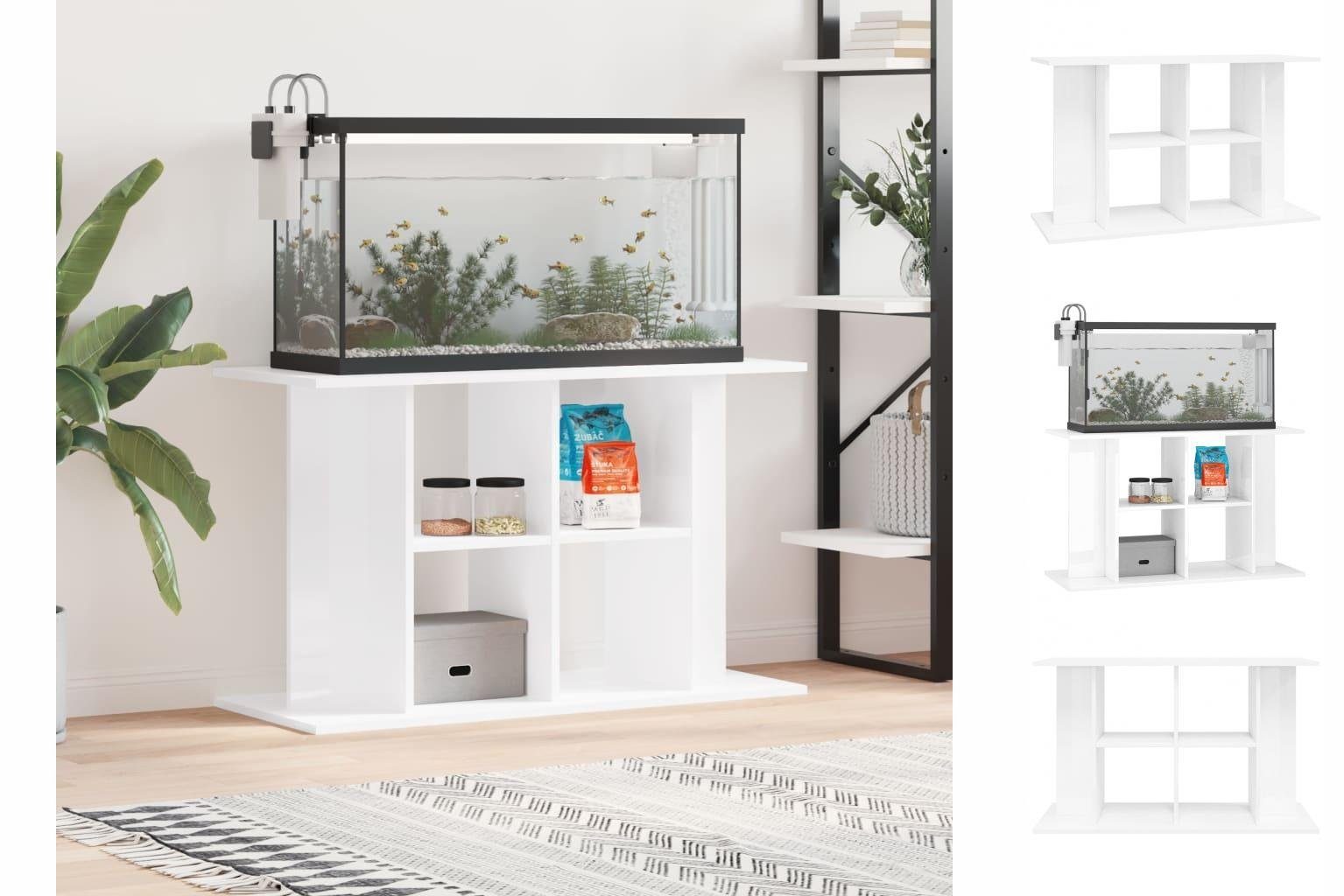 vidaXL Aquariumunterschrank Aquarium Aquariumständer Hochglanz-Weiß 100x40x60 Unt cm Holzwerkstoff