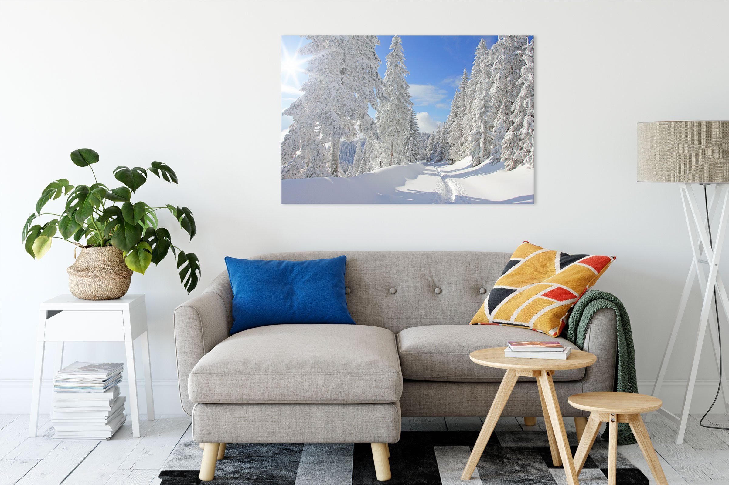Pixxprint Leinwandbild Winterlandschaft Bäume, Winterlandschaft Bäume günstig online kaufen