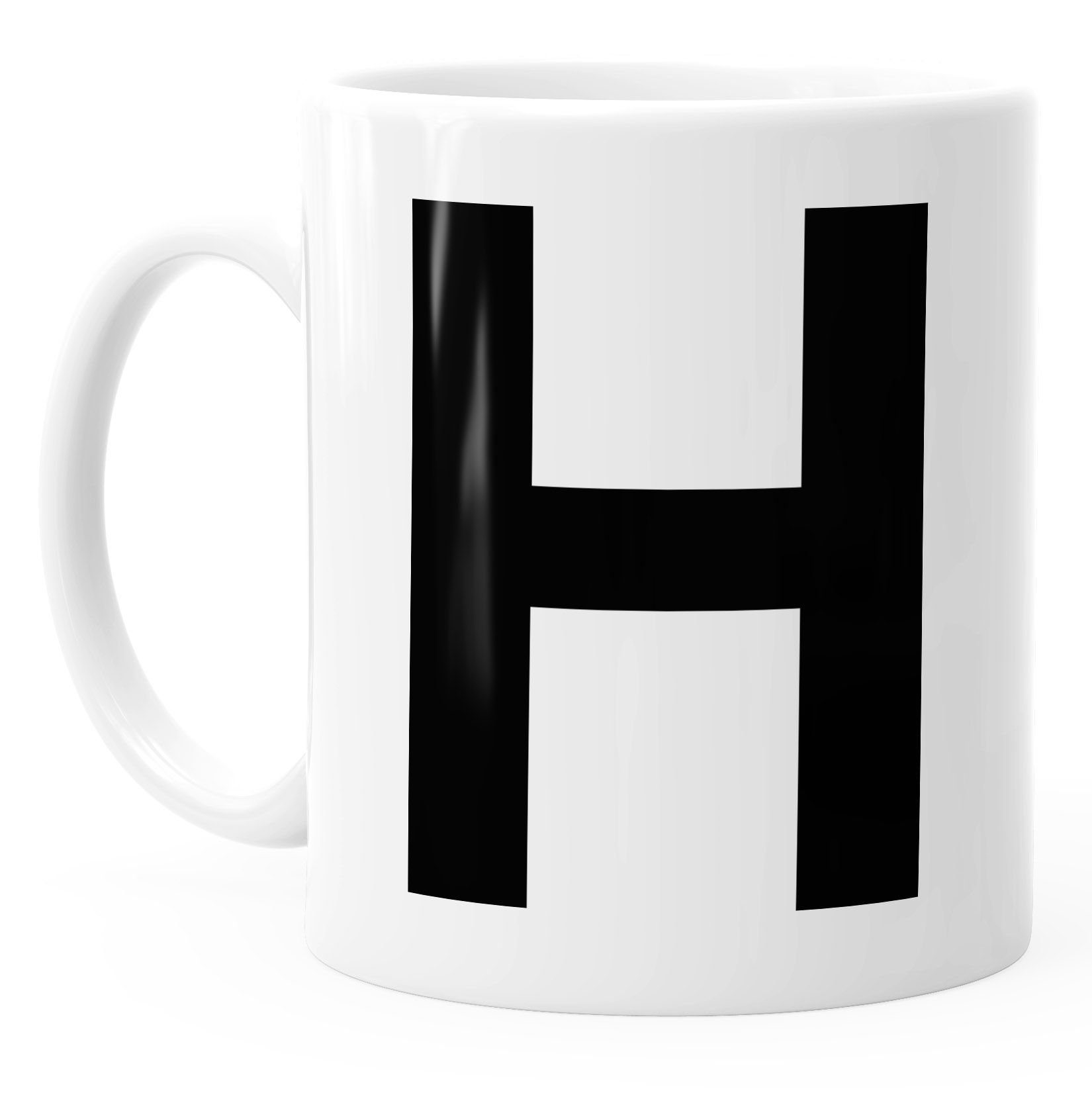 MoonWorks Tasse Kaffee-Tasse Buchstaben Buchstabe Arial Bold glänzend Kaffeetasse Teetasse Keramiktasse MoonWorks®, Keramik