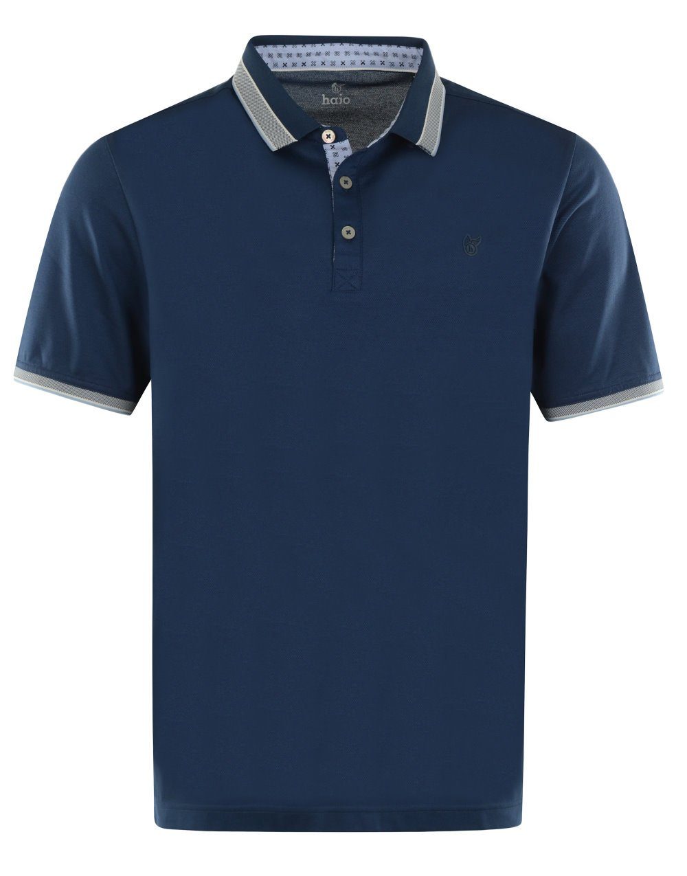 Poloshirt kurzem Qualität Hajo Pique Herren Arm admiralsblau (1-tlg) mit Poloshirt