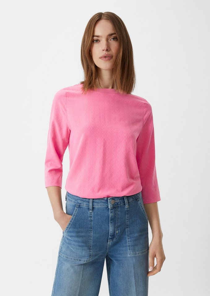 comma Kurzarmbluse Bluse Bluse mit 3/4-Ärmeln und Strukturmuster