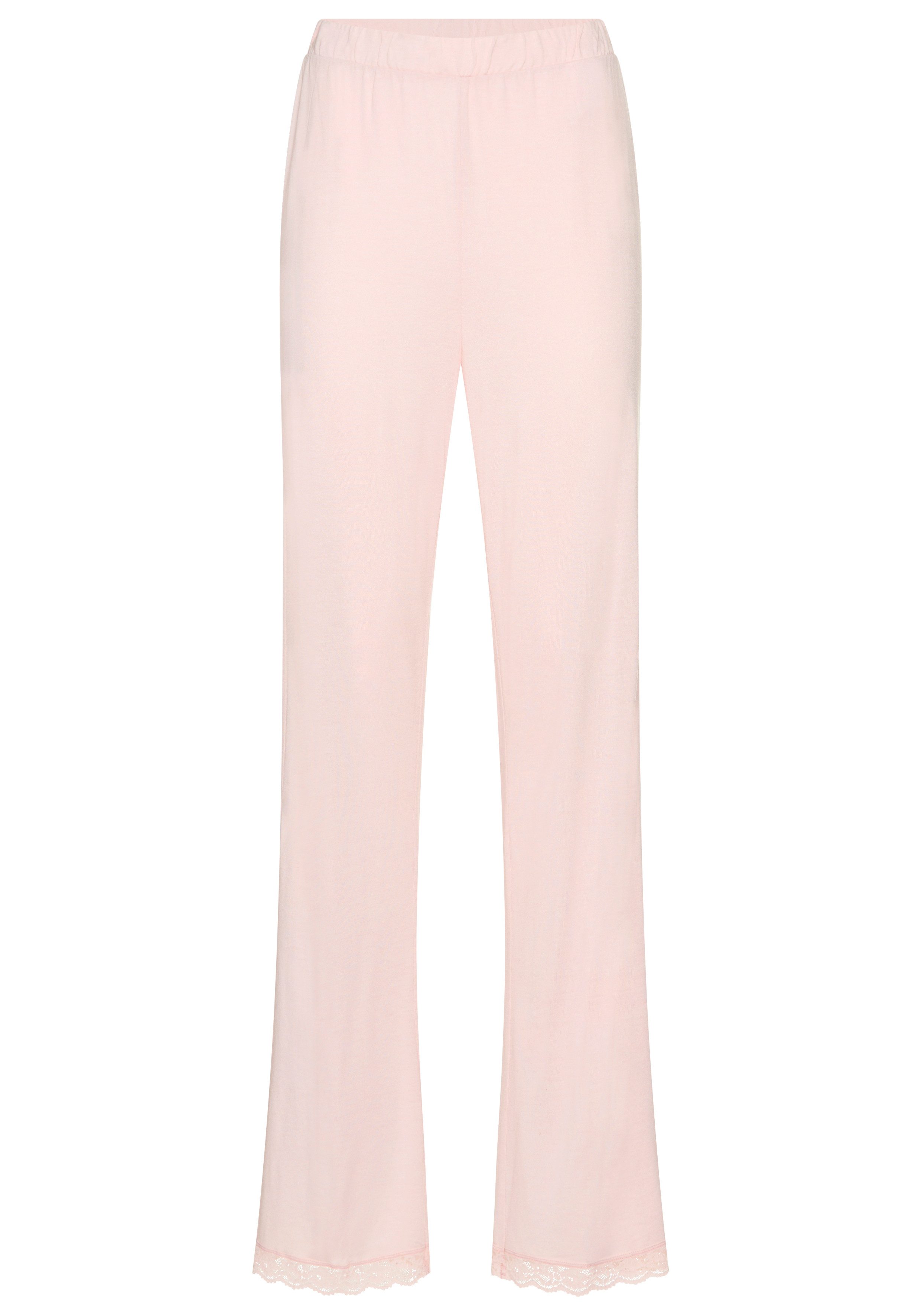 LASCANA Schlafhose mit Spitzenbesatz am Beinaum