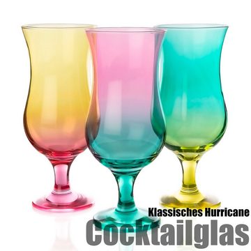 BigDean Cocktailglas 6 Stück bunte Cocktailgläser 420 ml standfestes, Glas