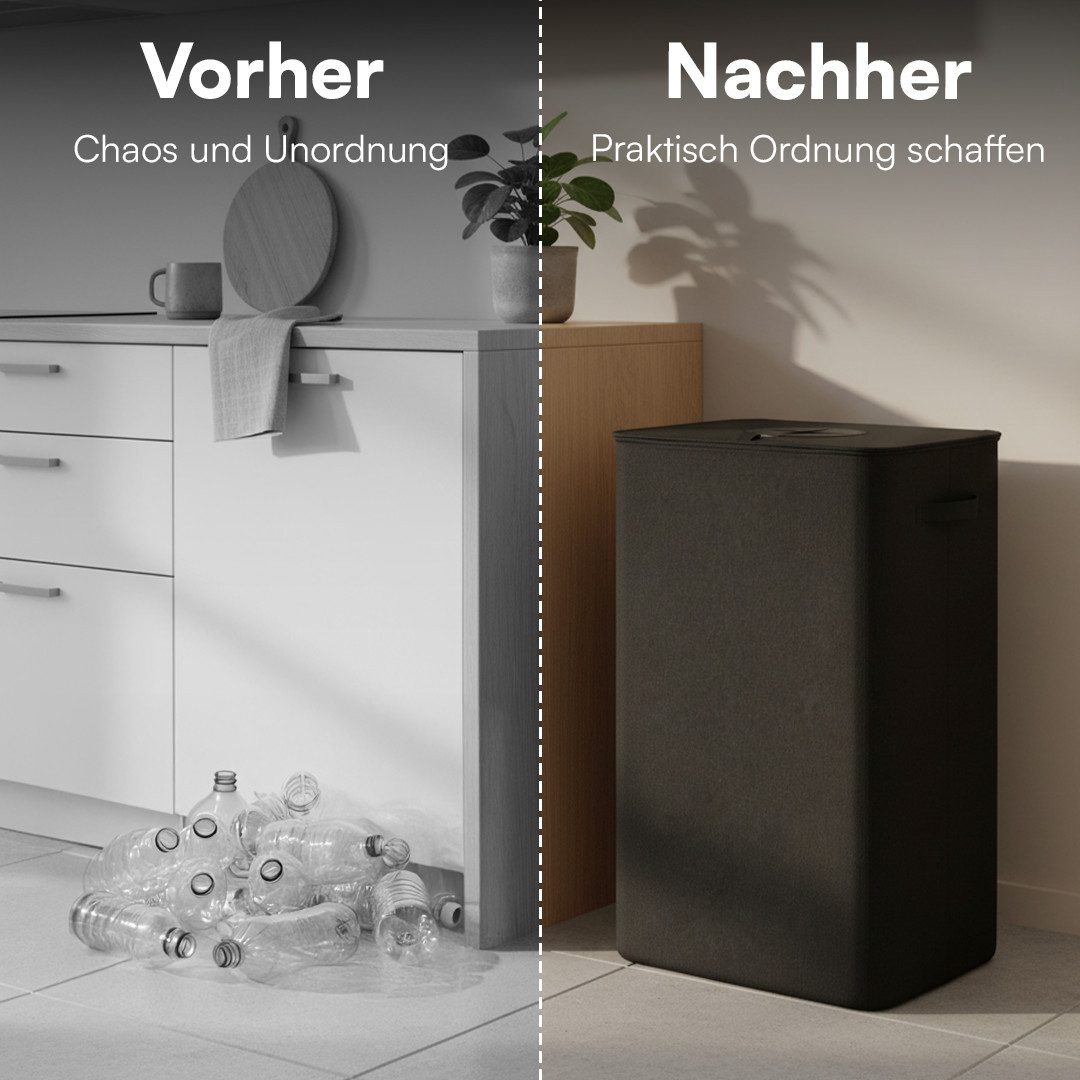 Bellamio Flaschensammler Sur mit Einwurfloch (Anthrazit, 100 L, waschbar, tropfsicher), Pfandflaschen Sammelbehälter aus Stoff mit Innenbeutel – Bild 4 von 5