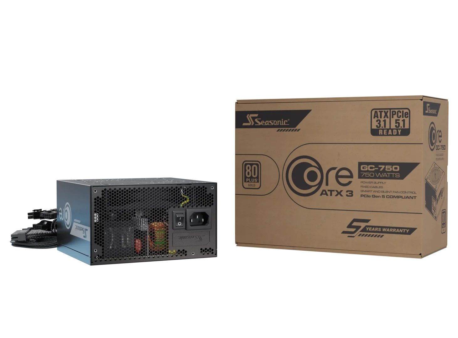 Seasonic Seasonic 750W Core GC-750 ATX3 Netzteil (750W, 80+Gold, ATX3, effizientes PC-Netzteil)