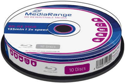 Mediarange Blu-ray-Rohling 10 Mediarange Rohlinge Blu-ray BD-RE 25GB 2x Spindel