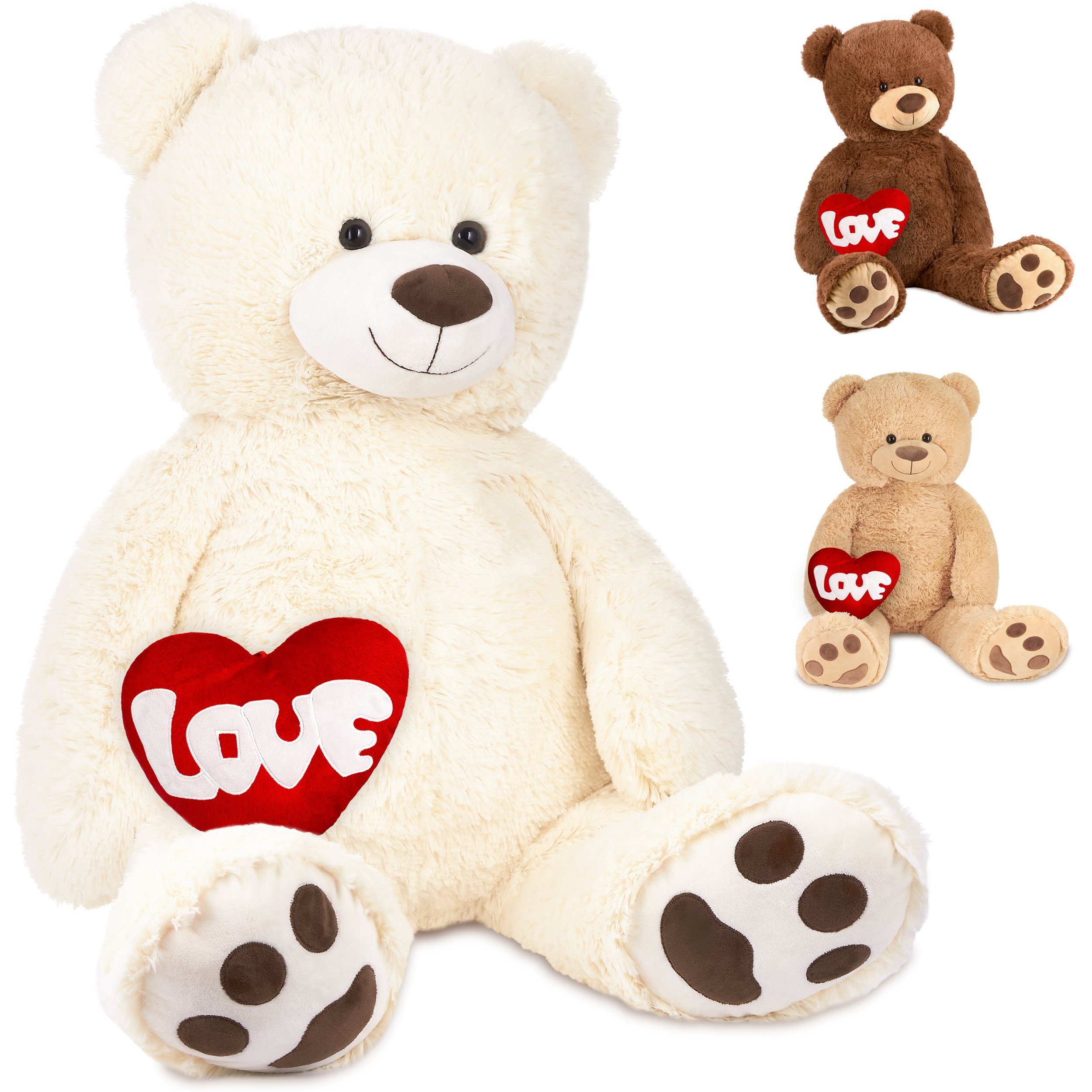BRUBAKER Kuscheltier XXL Teddybär 100 cm groß mit Herz Love (1-St), großer günstig online kaufen