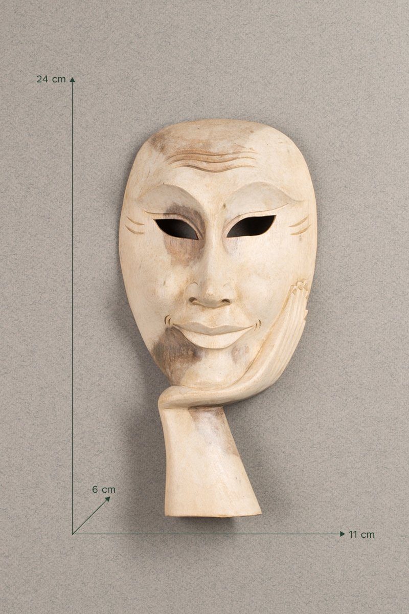 Rikmani Wanddekoobjekt Maske aus Wandskulpturen - handgearbeitete Wand Deko Vollholz Holzmaske, Wanddeko