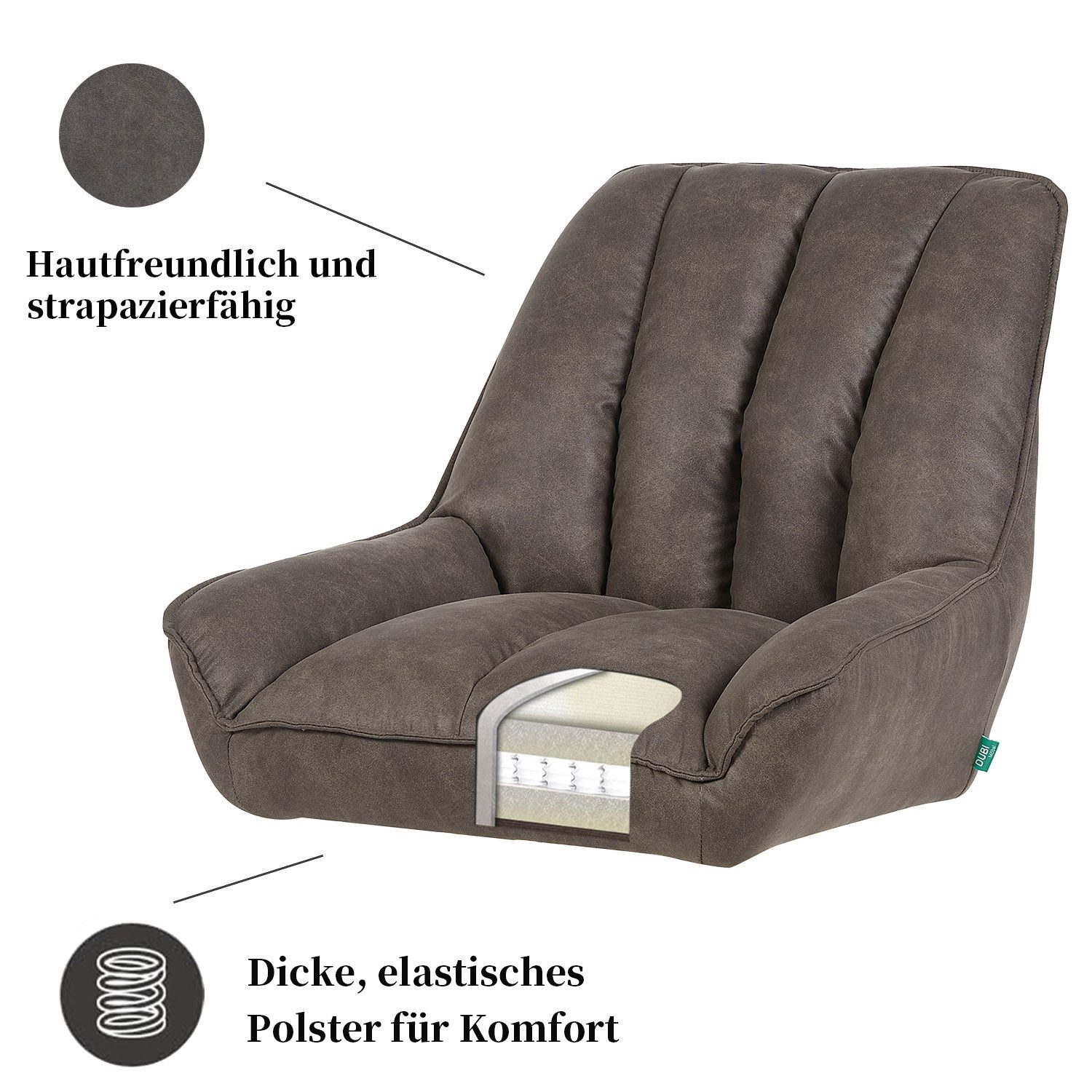 DUBI Möbel Polsterstuhl Mika-Lio (2 St), Federkern, Eiche geölt, 360° drehbar