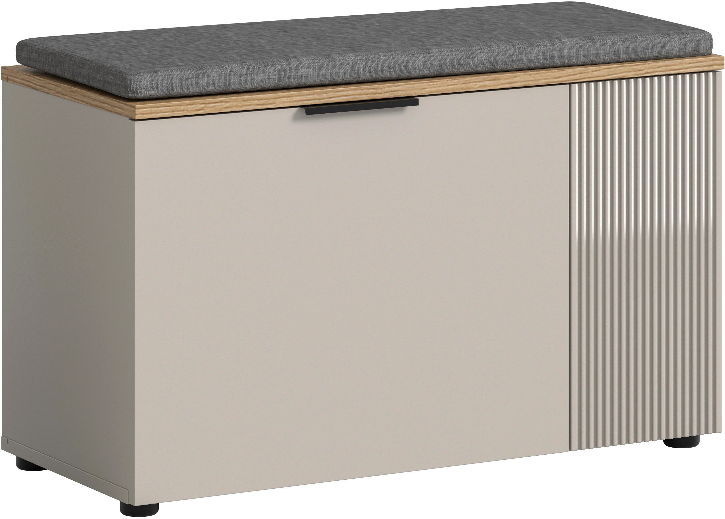 Home affaire Sitzbank EDIL, Breite 80cm, 2 Türen, 4 Fächer, inkl. Sitzkissen (2-St., moderne Farbkombination, Platz für ca. 6 Paar Schuhe), Garderobenbank, Bank, Flurbank, Schuhbank, Dielenbank