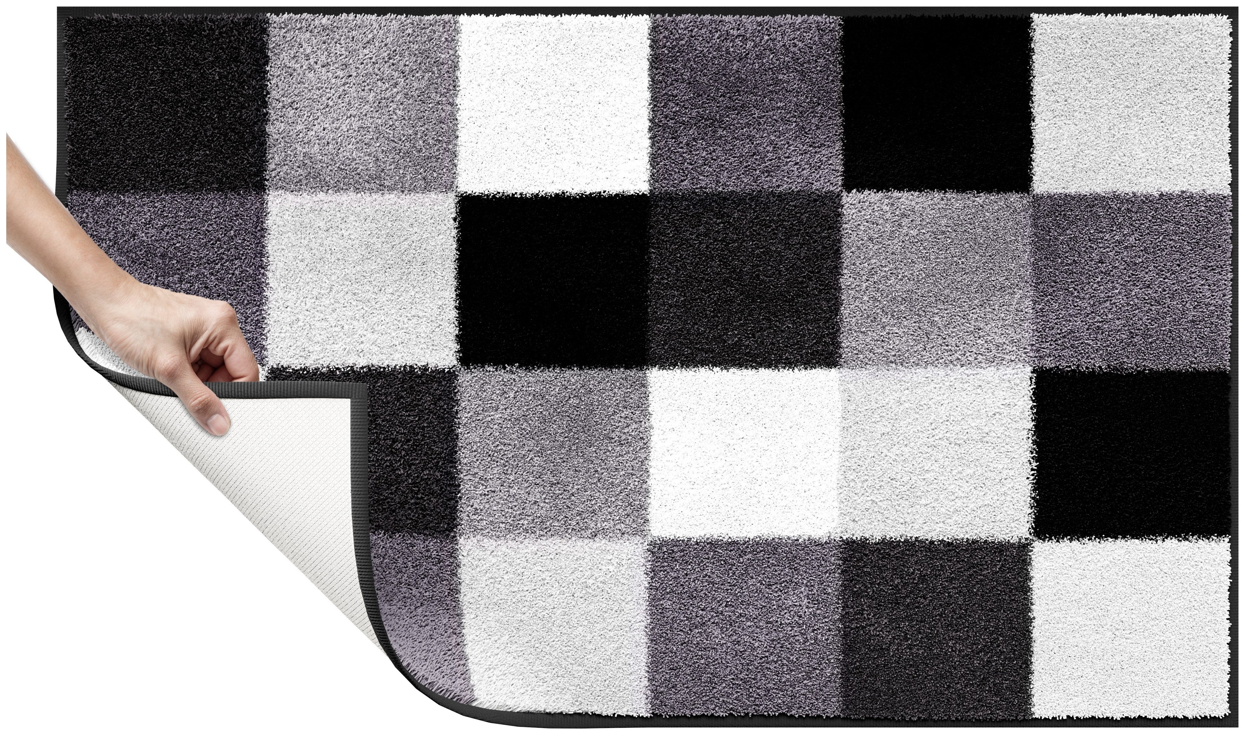 Grund Badematte Mosaik, Badvorleger, Badezimmer Teppich, sehr weich, Höhe 20 mm, rutschhemmend beschichtet, fußbodenheizungsgeeignet, Kunstfaser, rechteckig, angenehm weich, auch als 3 teiliges Set erhältlich, Made in Europe
