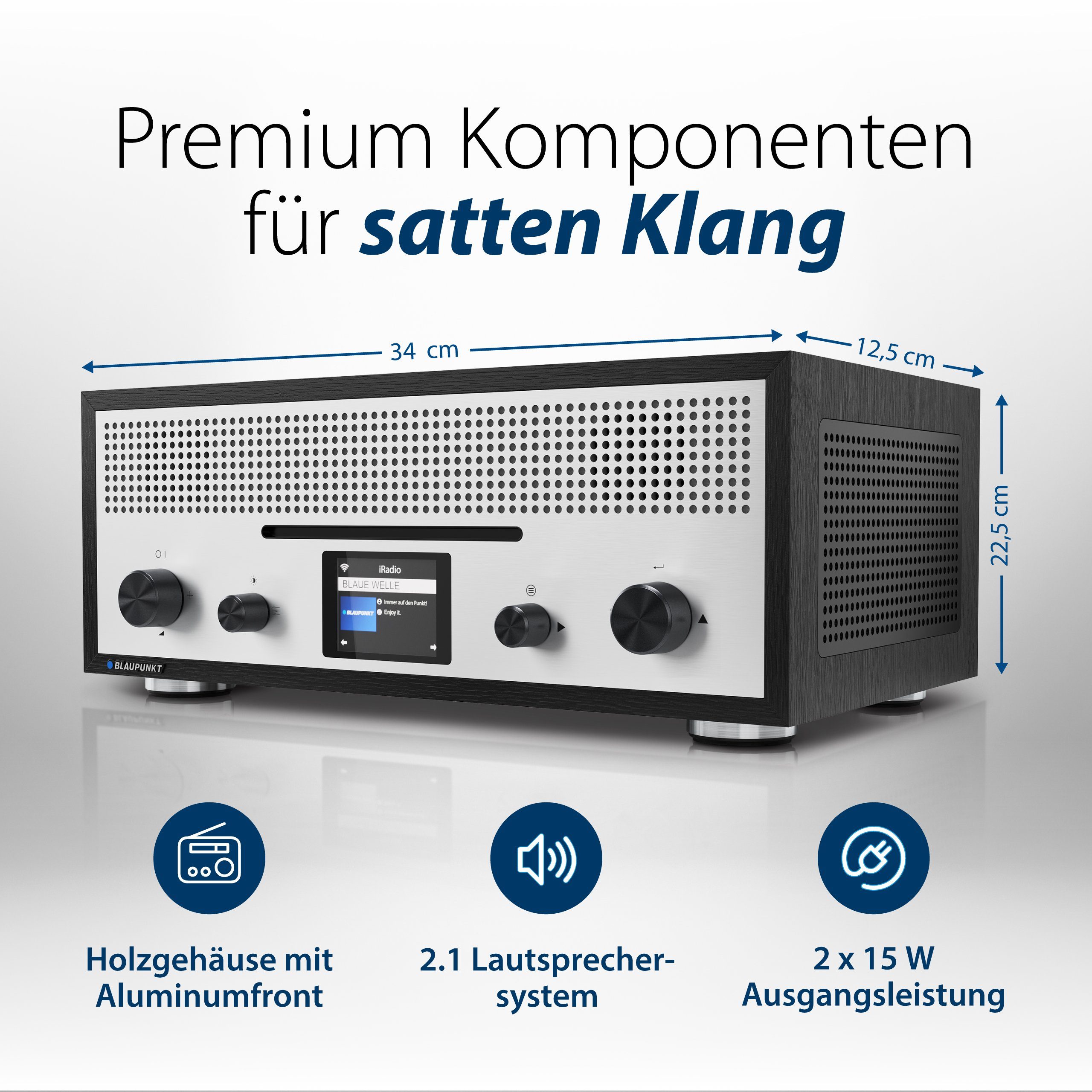 1900 schwarz Internet-Radio Blaupunkt RXD mit (Digitalradio DAB+, 30,00 FM, CD, Internetradio Milano, (DAB), Internet, W) BT
