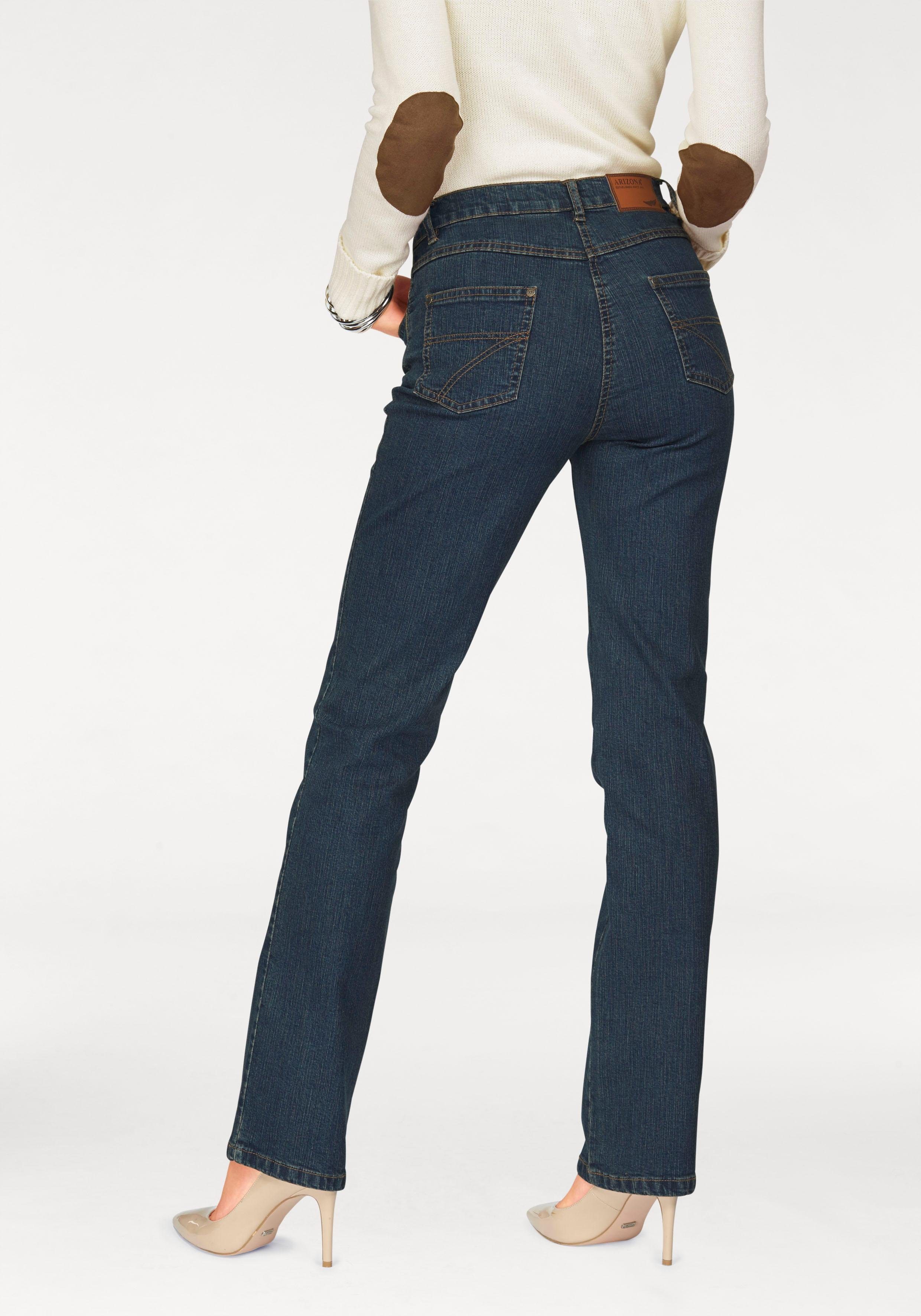 Geradeschnitt Jeans Hose Damen Hoch Bund Mit Stretch Bis Große Größen