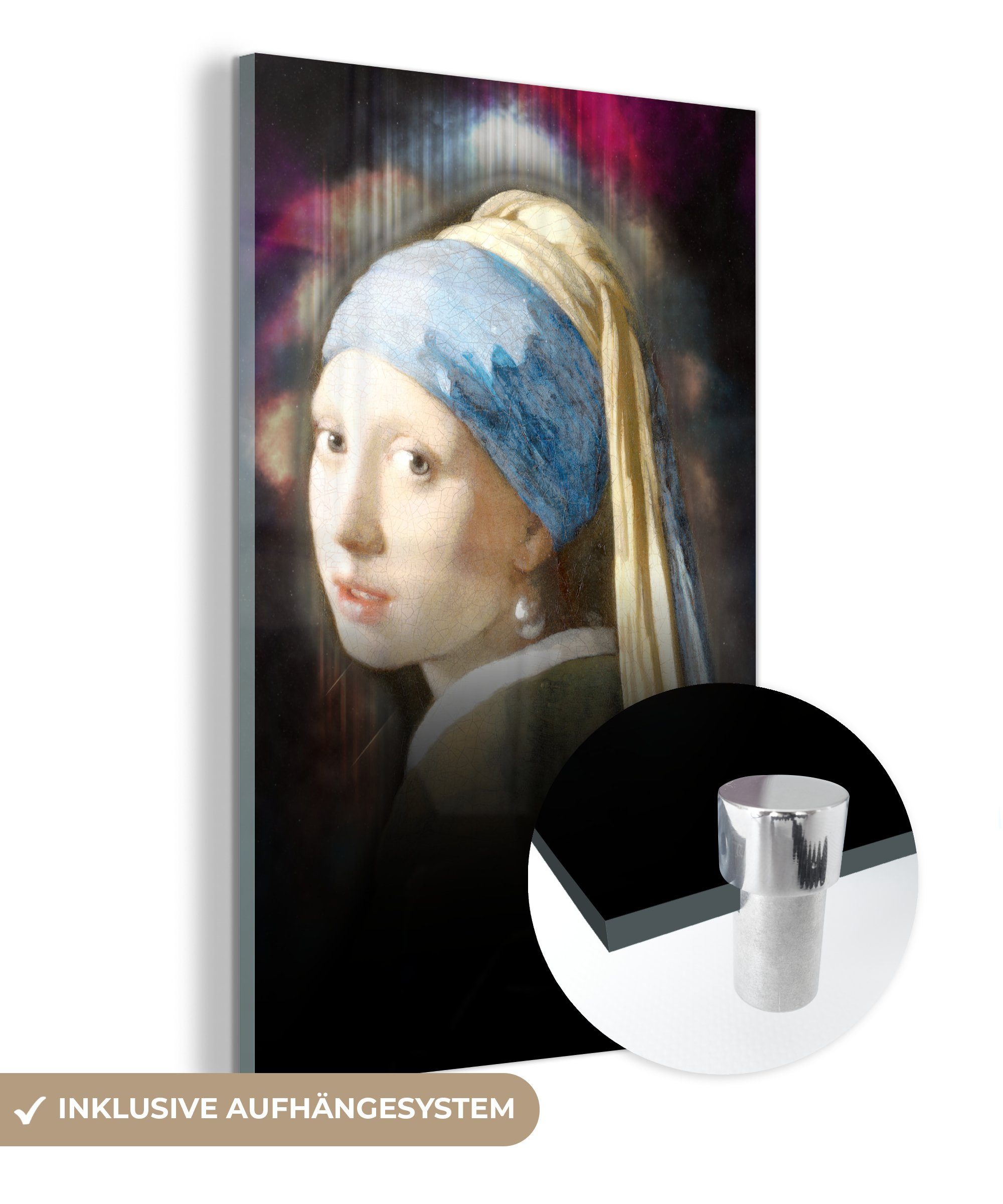 MuchoWow Acrylglasbild Mädchen mit Perlenohrring - Johannes Vermeer - Ölgemälde, (1 St), Glasbilder - Bilder auf Glas Wandbild - Foto auf Glas - Wanddekoration bunt