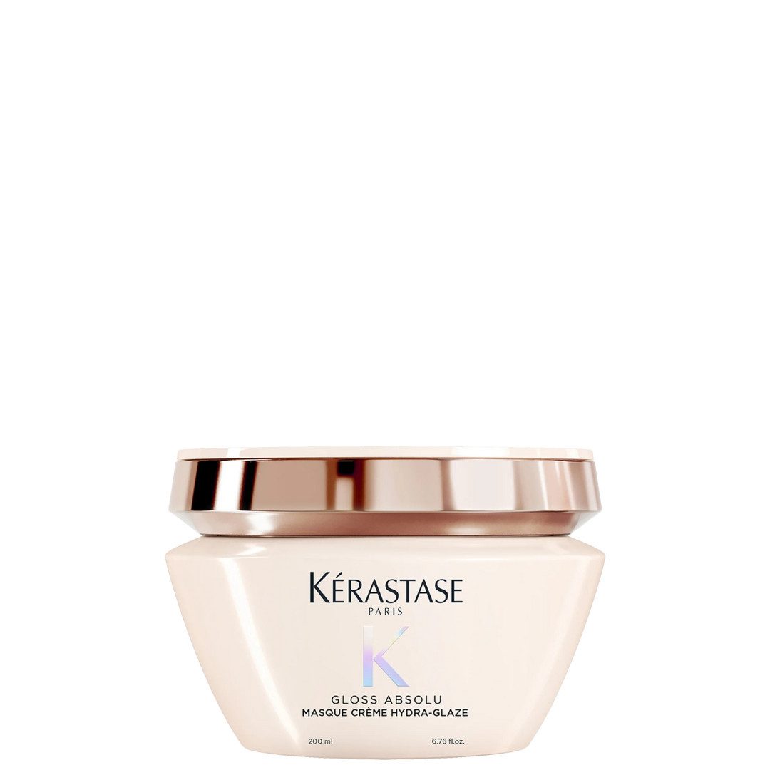 Kérastase Haarmaske Gloss Absolu Masque Creme Hydra-Glaze 200 ml, Hyaluronsäure, Glykolsäure und Wildrosenextrakt