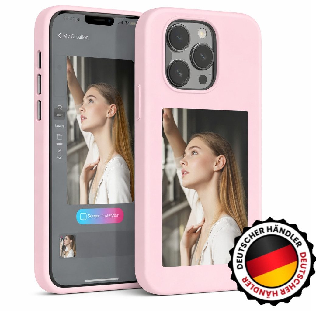 Mycotech Handyhülle NFC E-Ink Hülle mit Display Case für iPhone Schwarz Grau Rosa