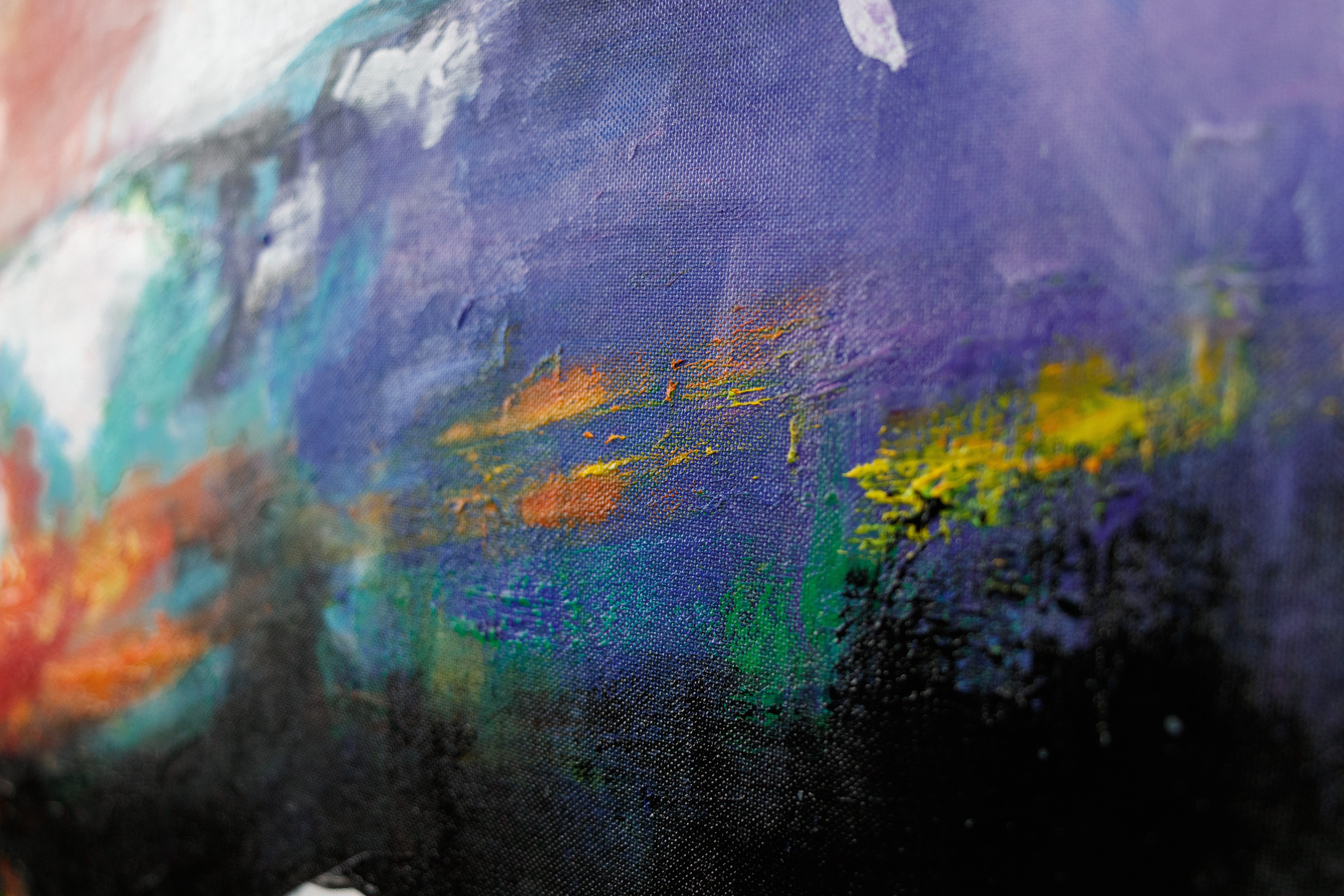 YS-Art Gemälde Galaktisch, Abstraktion, Leinwandbild Die Erschaffung von Adam Bunt