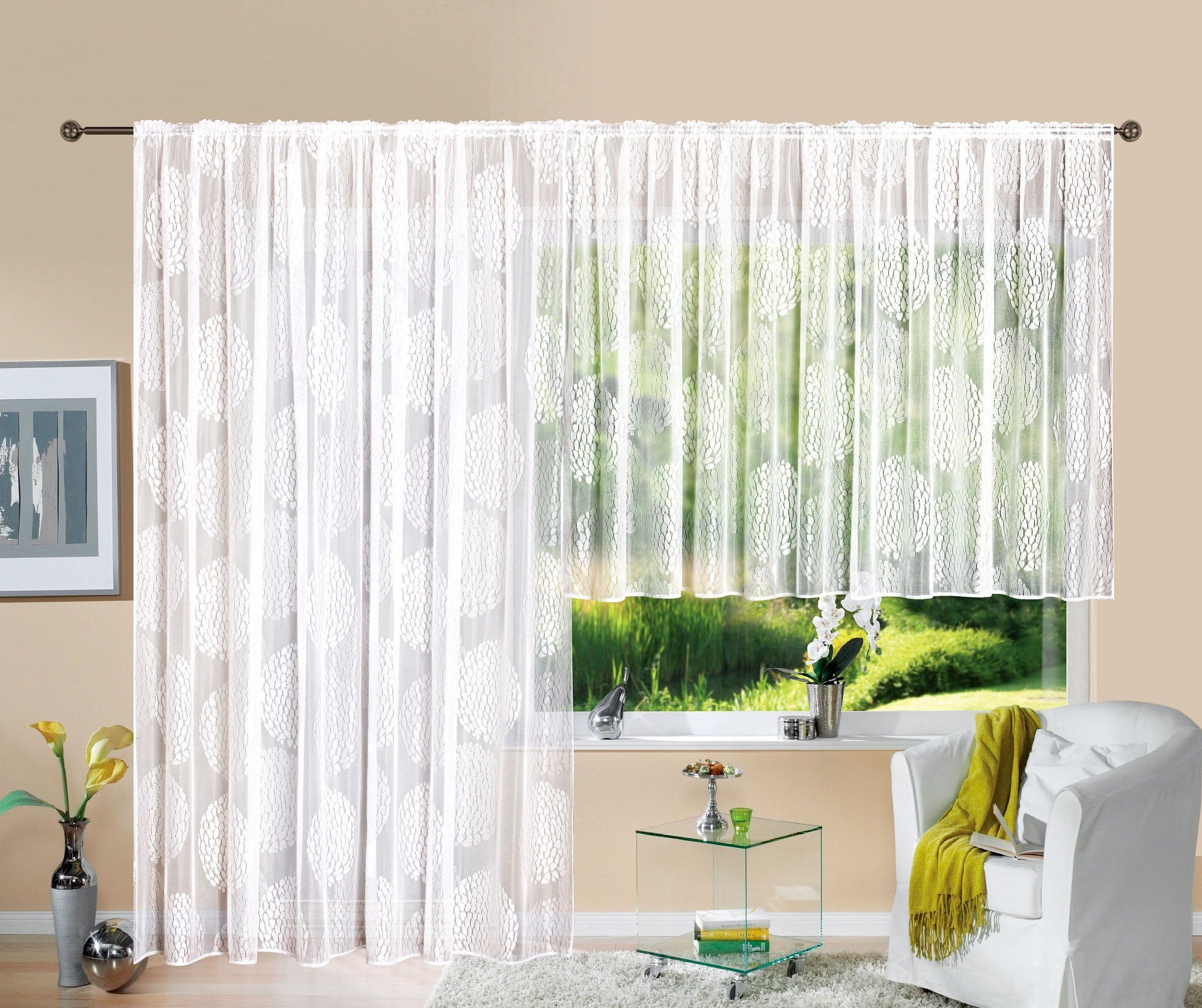Gardinenbox Bogenstore (1 St), Kräuselband, transparent, Store Jacquard Fabio Kräuselband Transparent Voile 13143