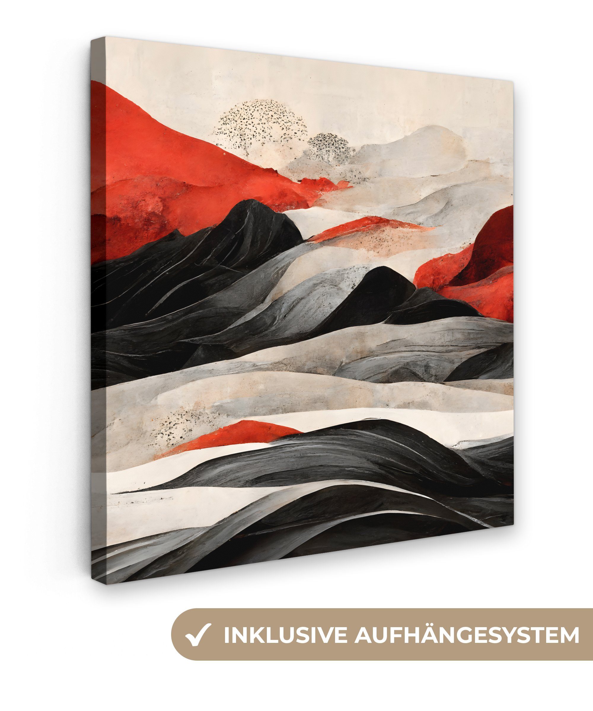 OneMillionCanvasses® Leinwandbild Kunst - Berge - Rot - Weiß - Schwarz, Fot günstig online kaufen