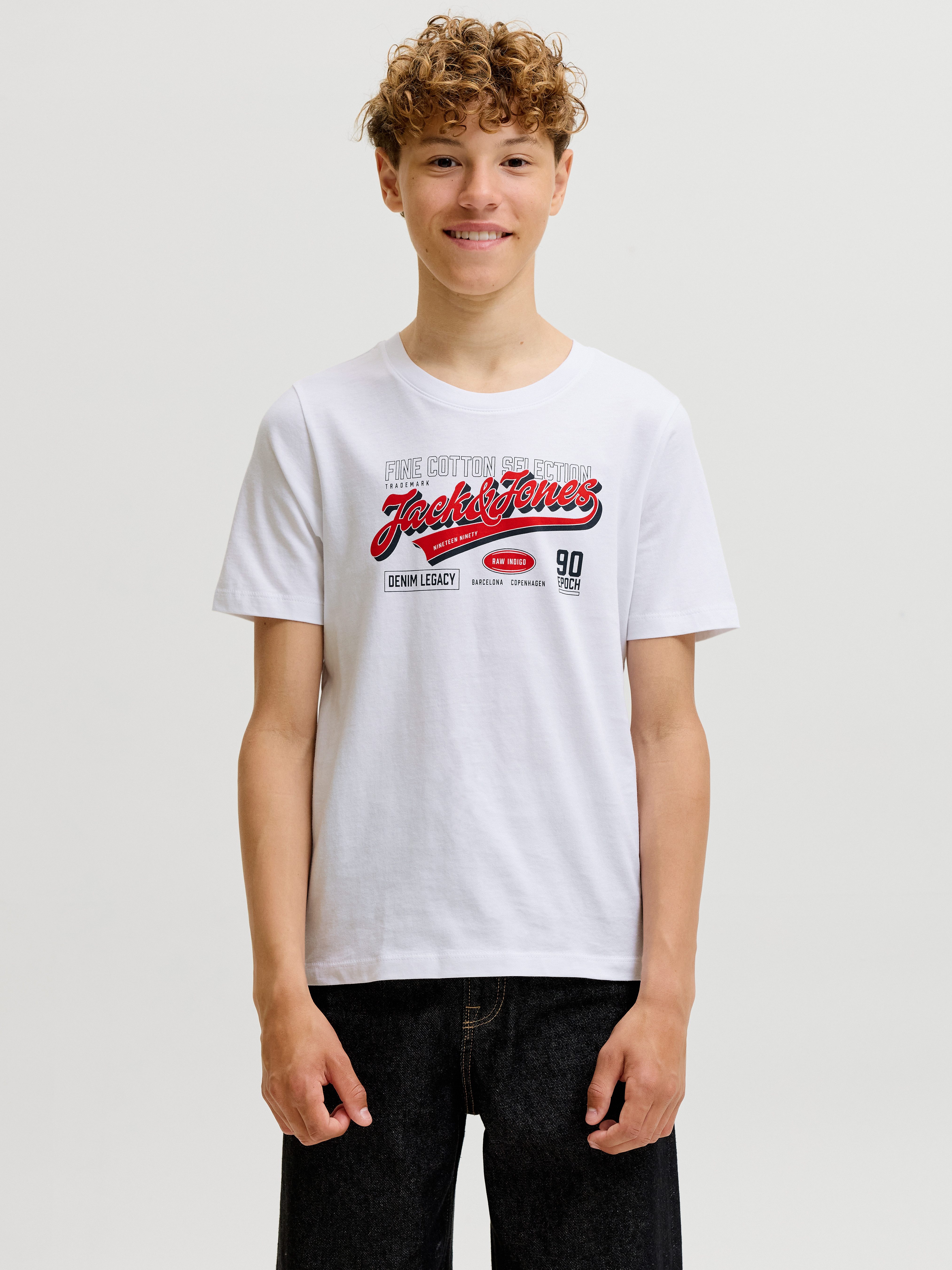 Jack & Jones Junior Rundhalsshirt JJELOGO TEE SS O-NECK 2 COL AW26 SN JNR Baumwolle, regular fit